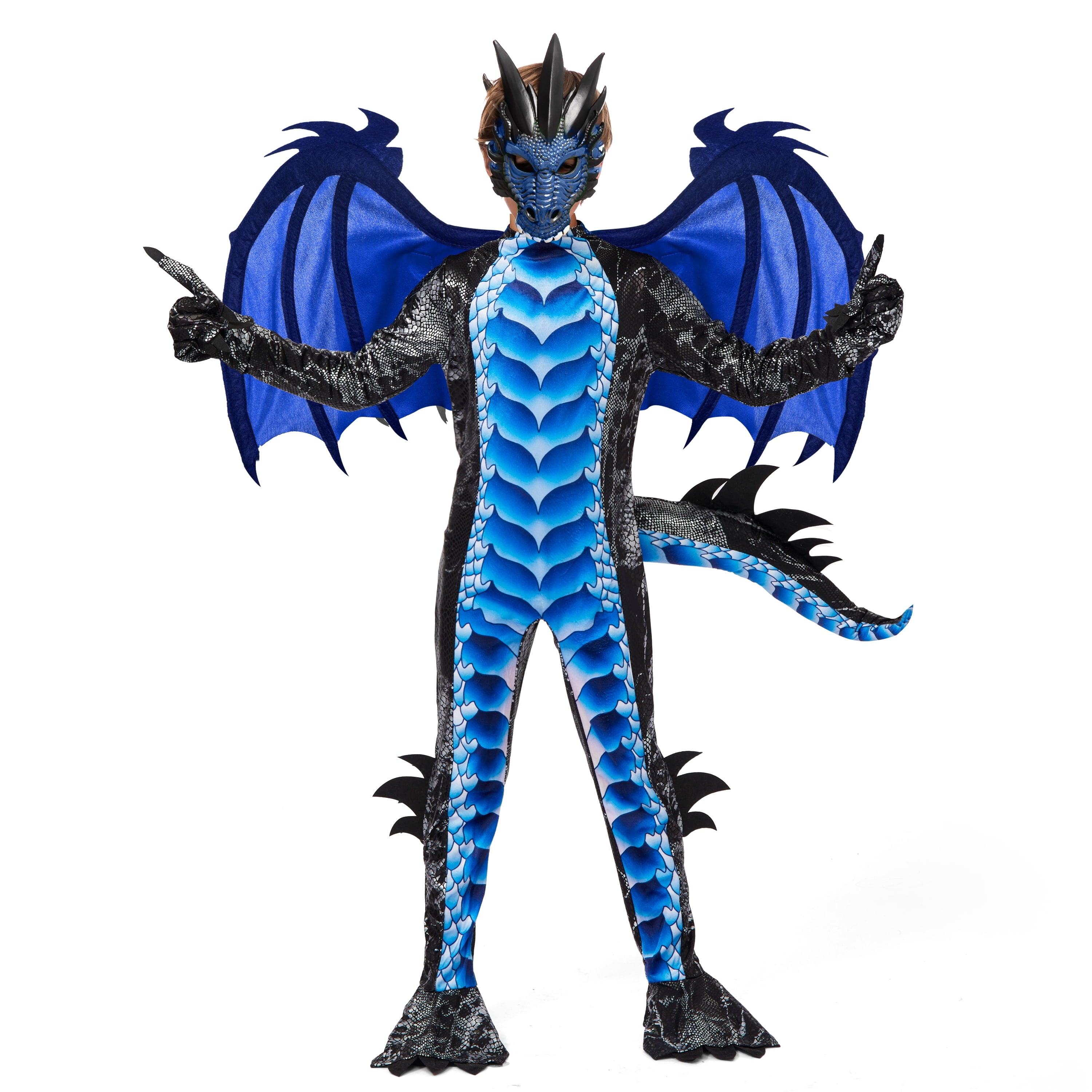 Joyfy Dragon Costume for Kids Boys Dragon Costume with Dragon Wings, Tail and Mask Outfits Set for Toddlers Halloween Dress Up 5-12 Years
