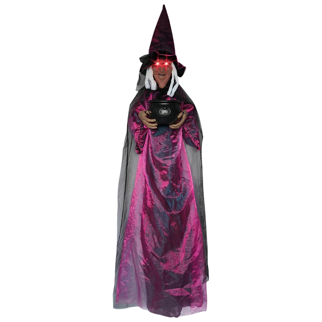 Halloween Animatronics Witch Clearance, Voice Activated Purple Escape Haunt Halloween House Décor & Fright Fest Prop, Life Size Animated Halloween Decoration Outdoor