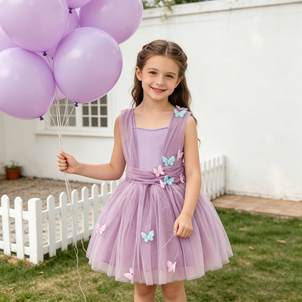 CZKHPTY Girls 3D Butterfly Fairy Tutu Dress, Whimsical Garden Princess Pretend Play Fancy Outfit, Sizes 3-4Y
