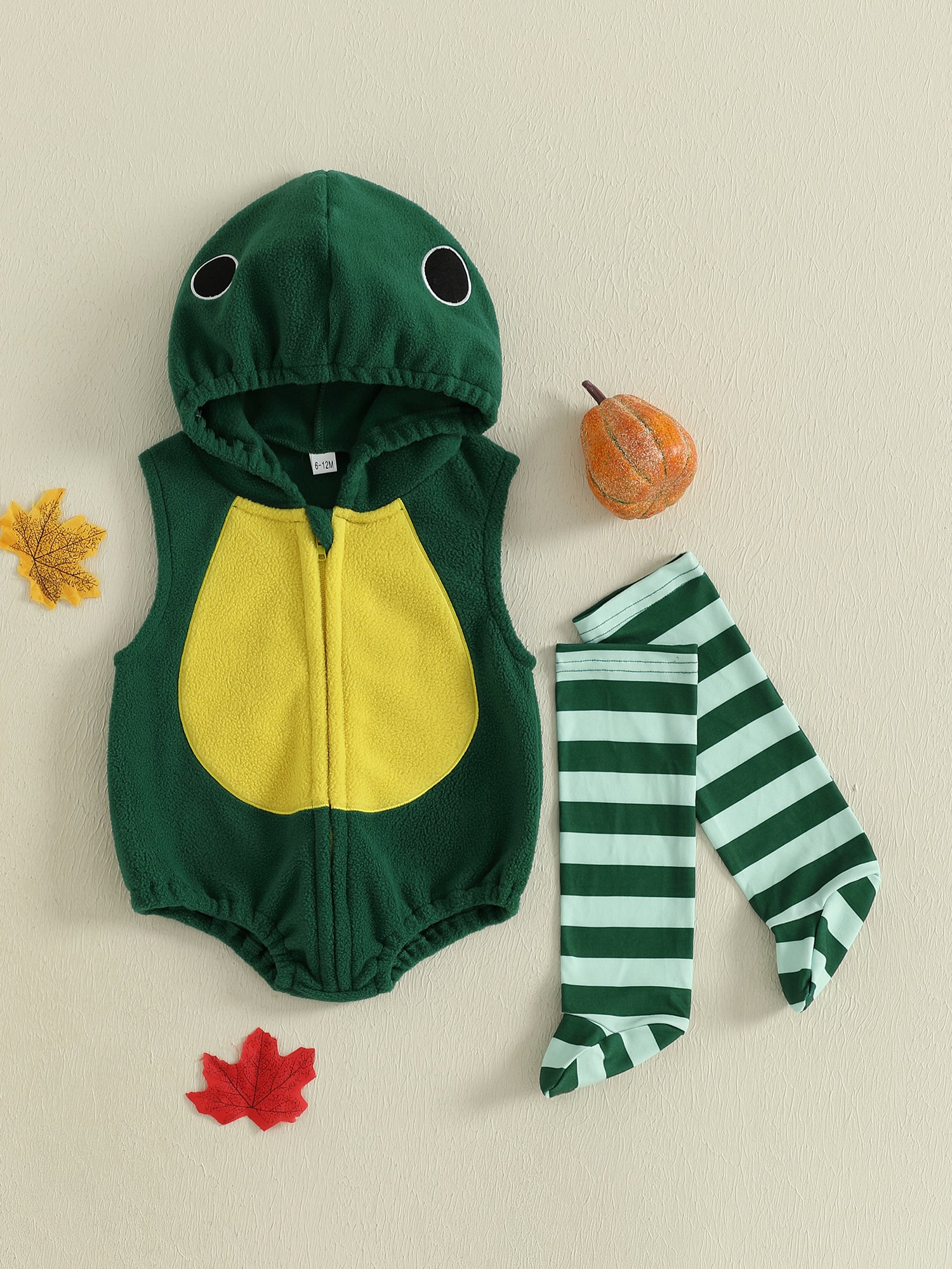 Cjfdfy Newborn Baby Boy Girl Halloween Animal Costume Infant Baby Fox Puppy Dog Frog Poached Egg Costume Fall Winter Sleeveless Hooded Zipper Romper Leg Warmers Set Toddler Halloween Cosplay Outfits