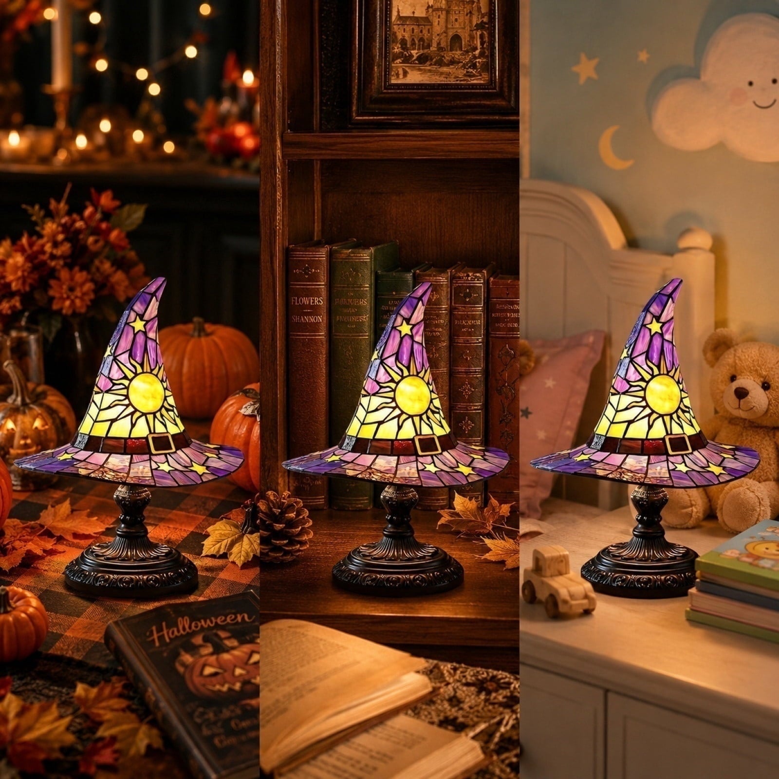 Lighted Vintage Patchwork Ghost, Rustic Farmhouse Halloween LED Light Up Ghost with Pumpkin Lantern, Spooky Cute Fall Decor for Mantel, Shelf, Tiered Tray, Entryway Porch Tabletop