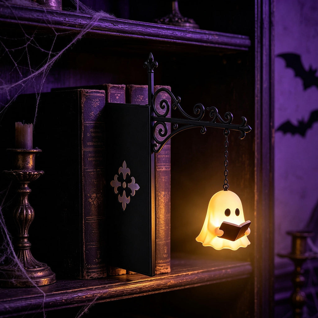 Diceymbol Halloween Decorations and Fall Decor, Halloween Venue Decoration Ghost Props LED Illuminated Ghost Decorations for Tabletop, Mantel, Shelf Indoor Outdoor 9.05 inch