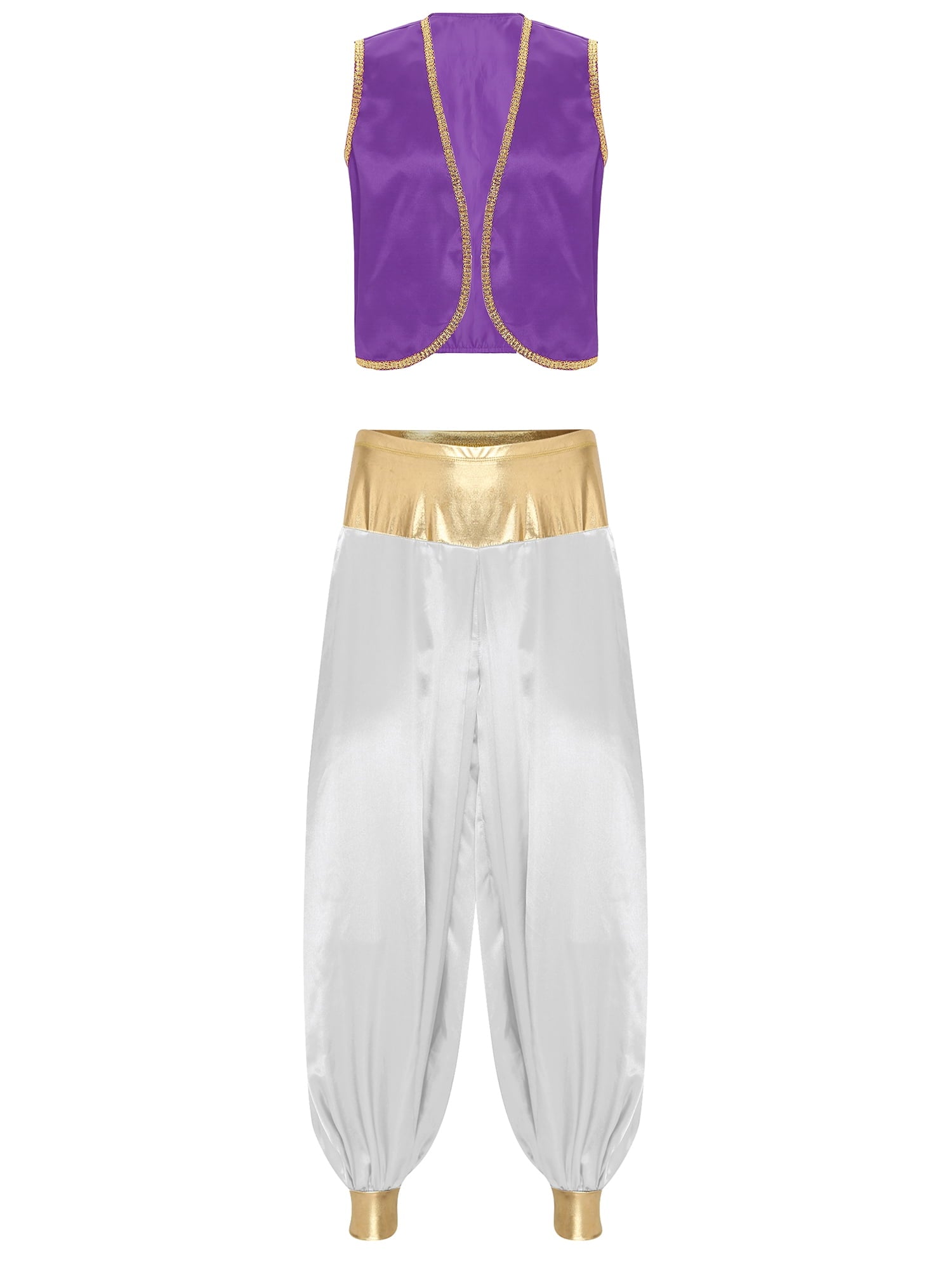 iiniim Mens Arabian Prince Costume Open Front Vest with Pants Halloween Show Fancy Dress up Outfit Royal Blue&Royal Blue S