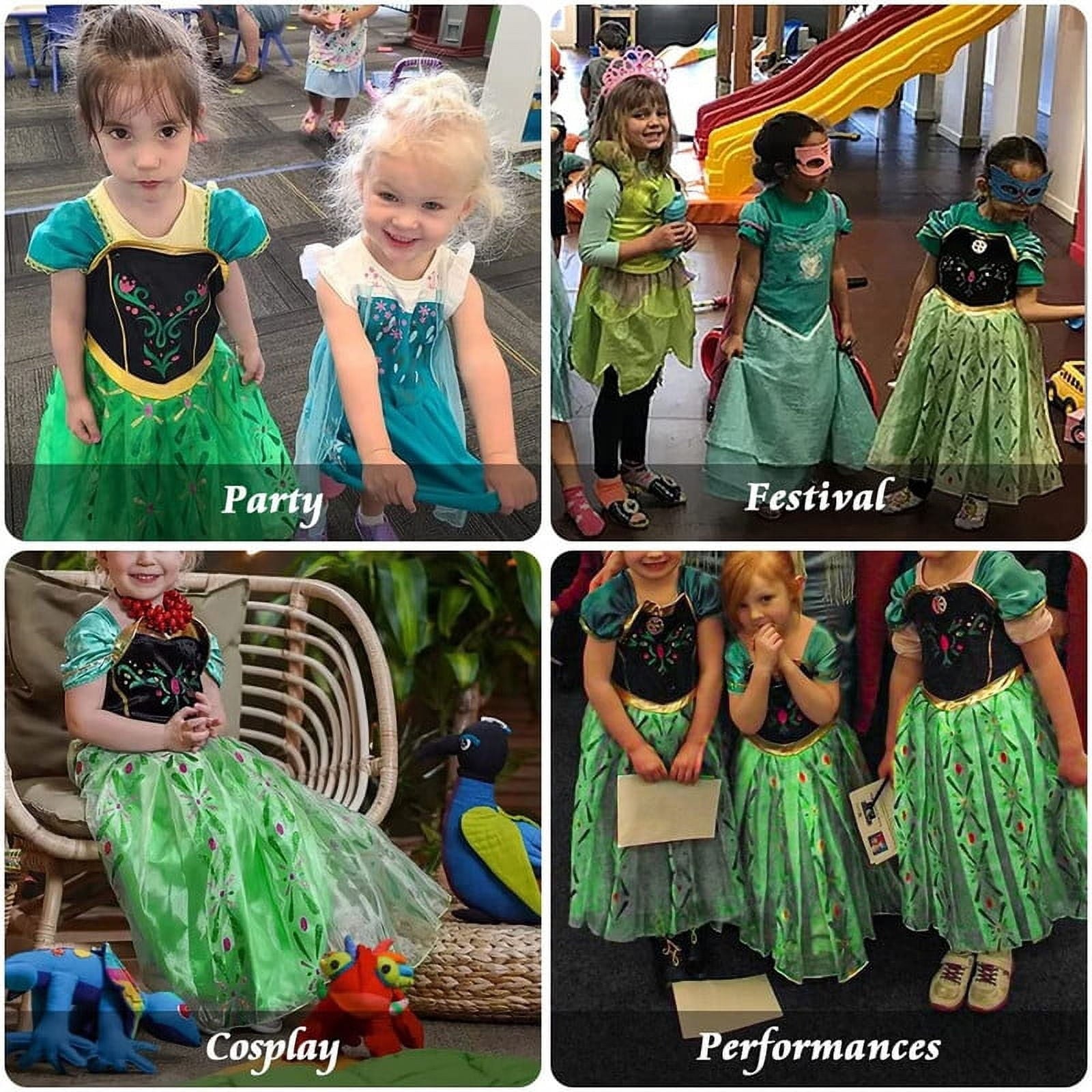 Jurebecia Princess Dress Snow Queen Costume for Girls Birthday Party Halloween Christmas Cosplay Outfit Toddler Kids 120 cm 5-6 Years