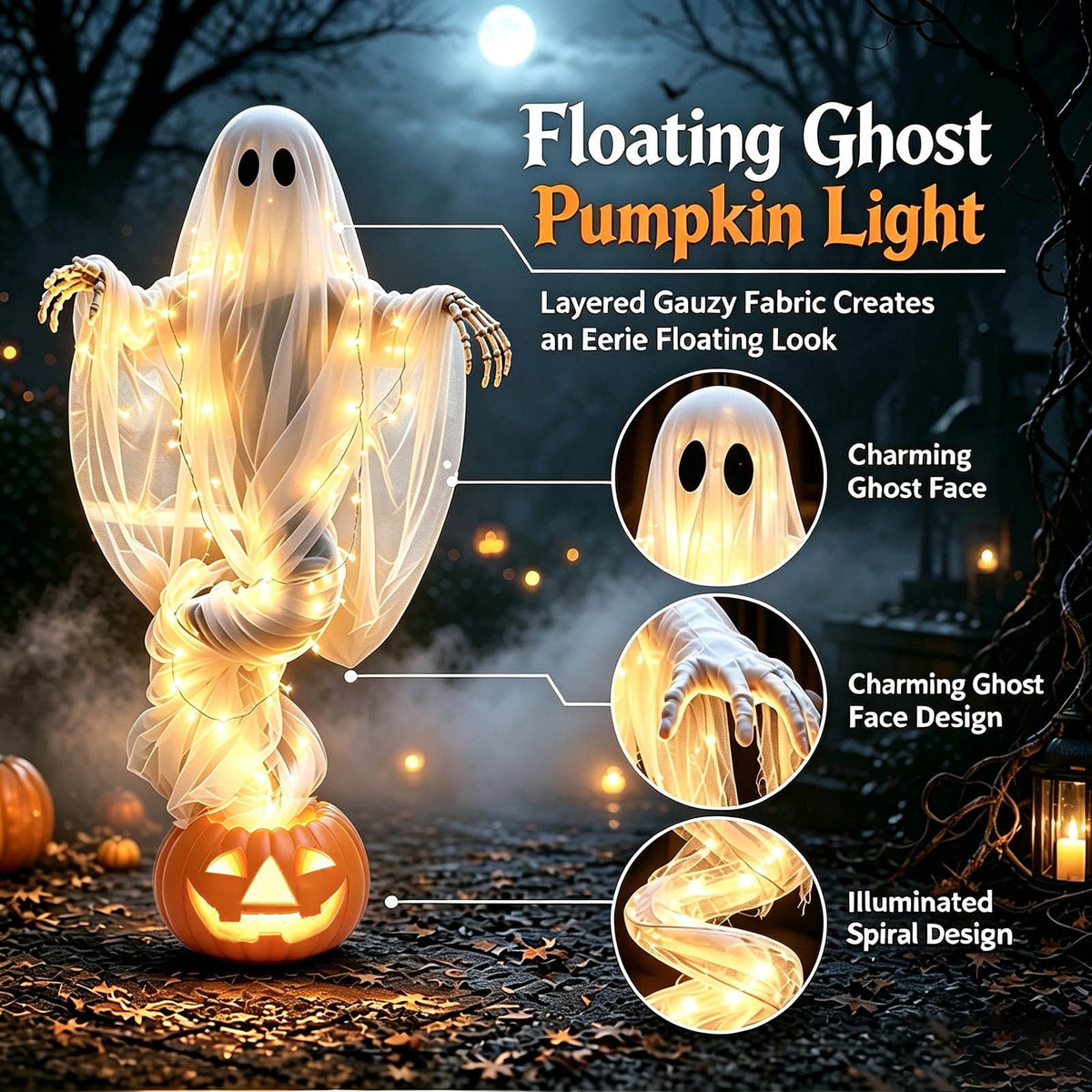 Halloween Witch Cauldron Garden Stake Lights, 2.7Ft LED Color Waterfall-Style Light Flow Flying Witch Garden Stake, Waterproof Weather Resistant Projector Lights for Outdoor Yard, Lawn, Pathway