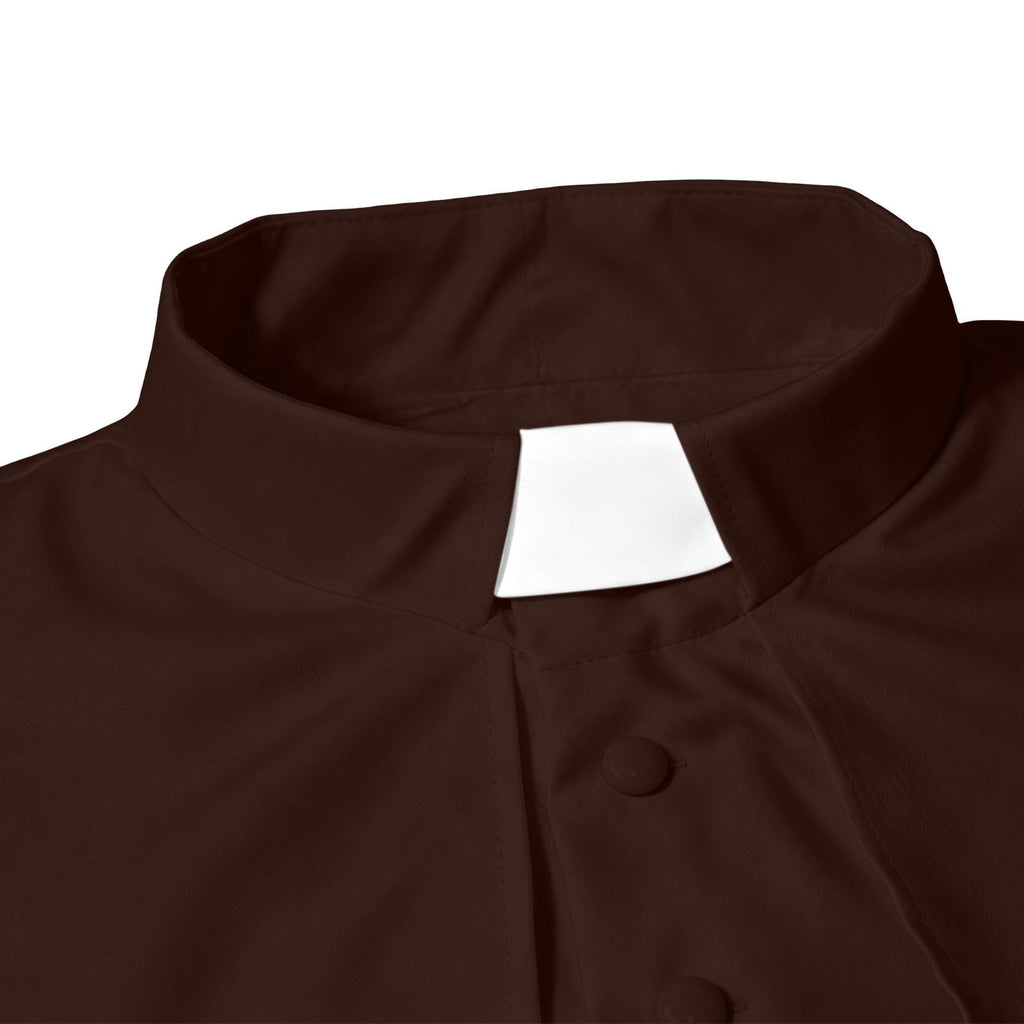 JOANKDMI Catholic Priest Costume for Men Clergy Cassock Robe with Capelet and Sash Halloween Party Outfit Religious Father Minister Fancy Dress for Men