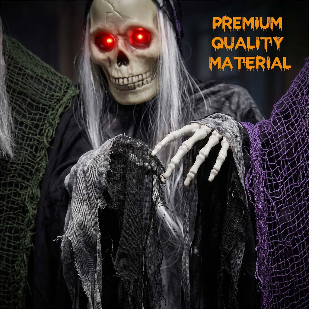 Ayieyill 3 Pack Hanging Skeleton Ghosts for Halloween Decorations Outdoor, Grim Reaper for Halloween Decor