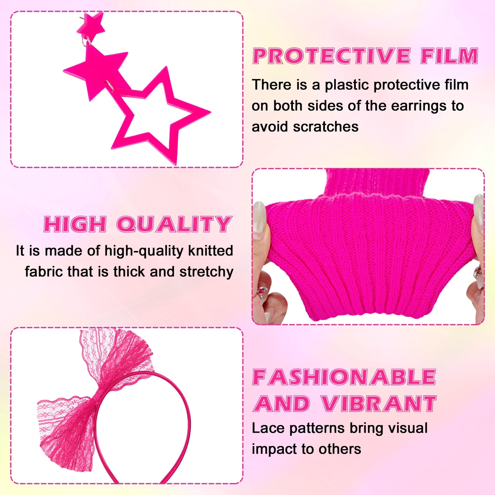 Loritta 80s Costumes for Women Outfit Accessories Set with Fishnet Gloves Leg Warmers Bags Tutu Skirts for Theme Party