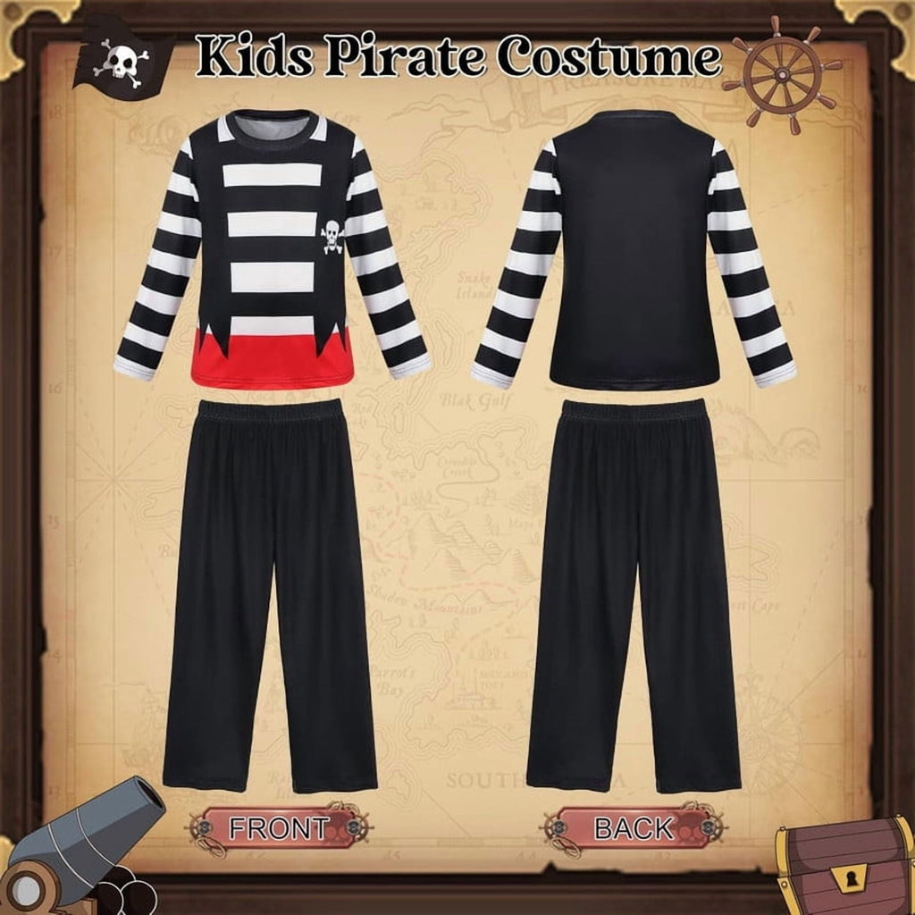 Benylion Girls Pirate Costume for Kids Halloween Party Dress Up Toddler Pirate Christmas Cosplay Outfit with Accessories for 5-6 Years