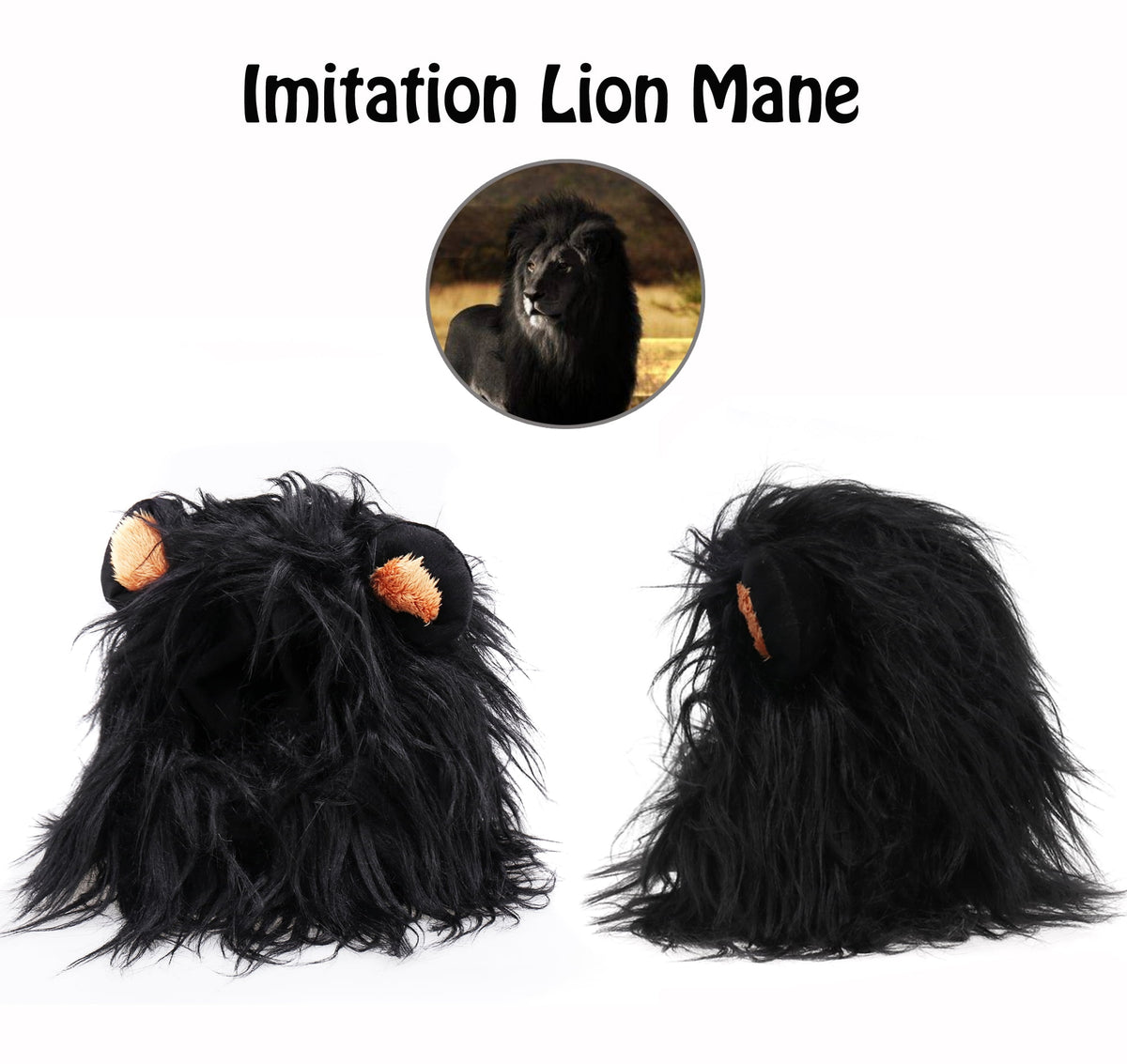 Lion Mane Wig for Cats, Funny Pet Cat Costumes for Halloween Christmas (Size S, Black)