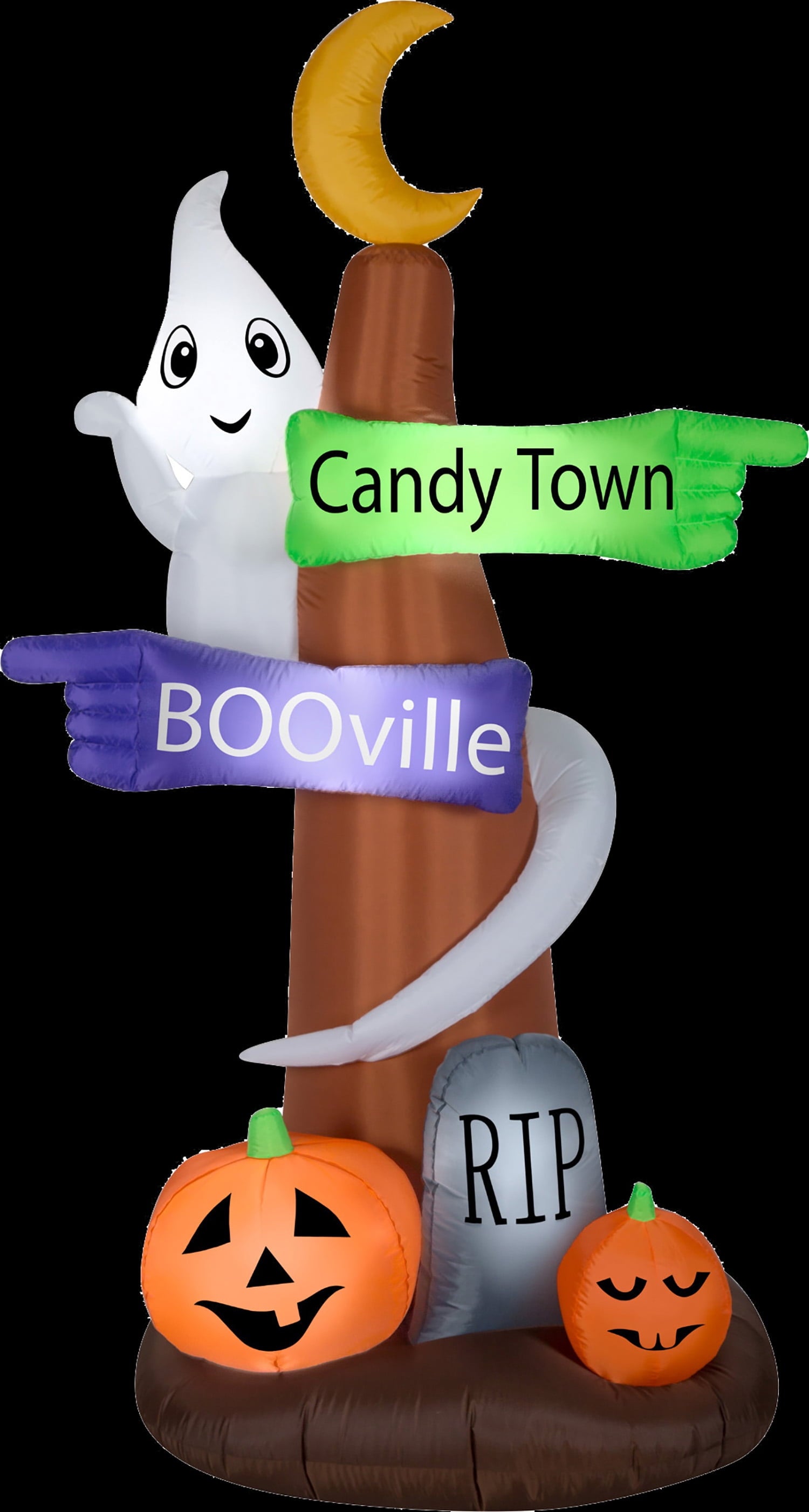Gemmy Halloween Airblown Ghost Wrapped Around Sign Post Yard Inflatable, 96.06"