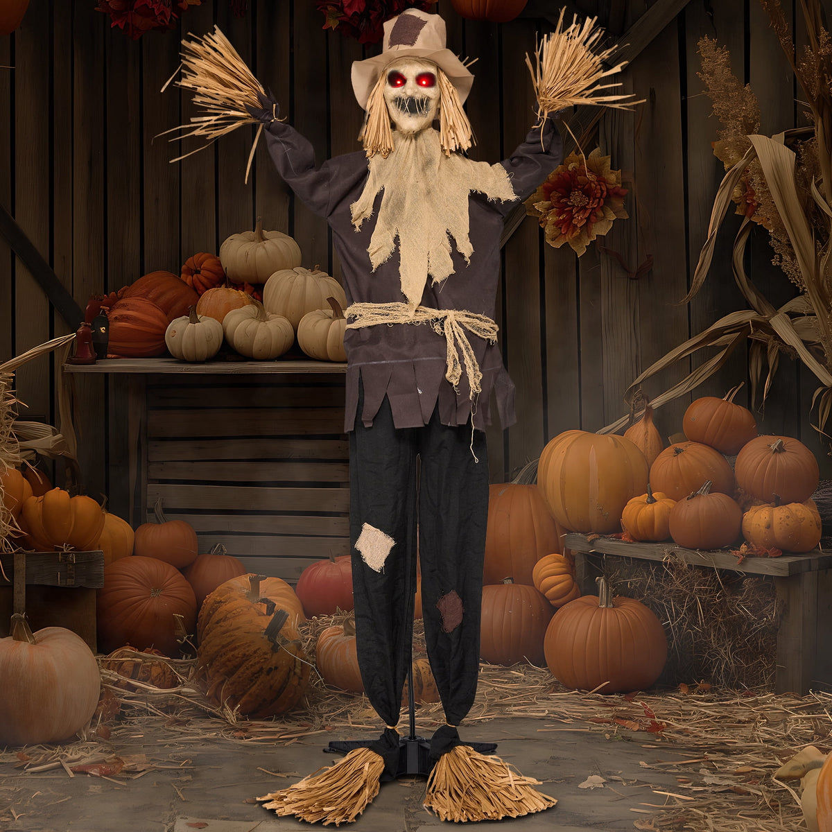 Joyfy 7.8 Ft(93.6 in) Halloween Grim Reaper Decorations Outdoor, Rotatable Flying Scream Scarecrow Skeleton Ghosts Decor for Graveyard Haunted House Props, Garden, Porch, Yard Lawn