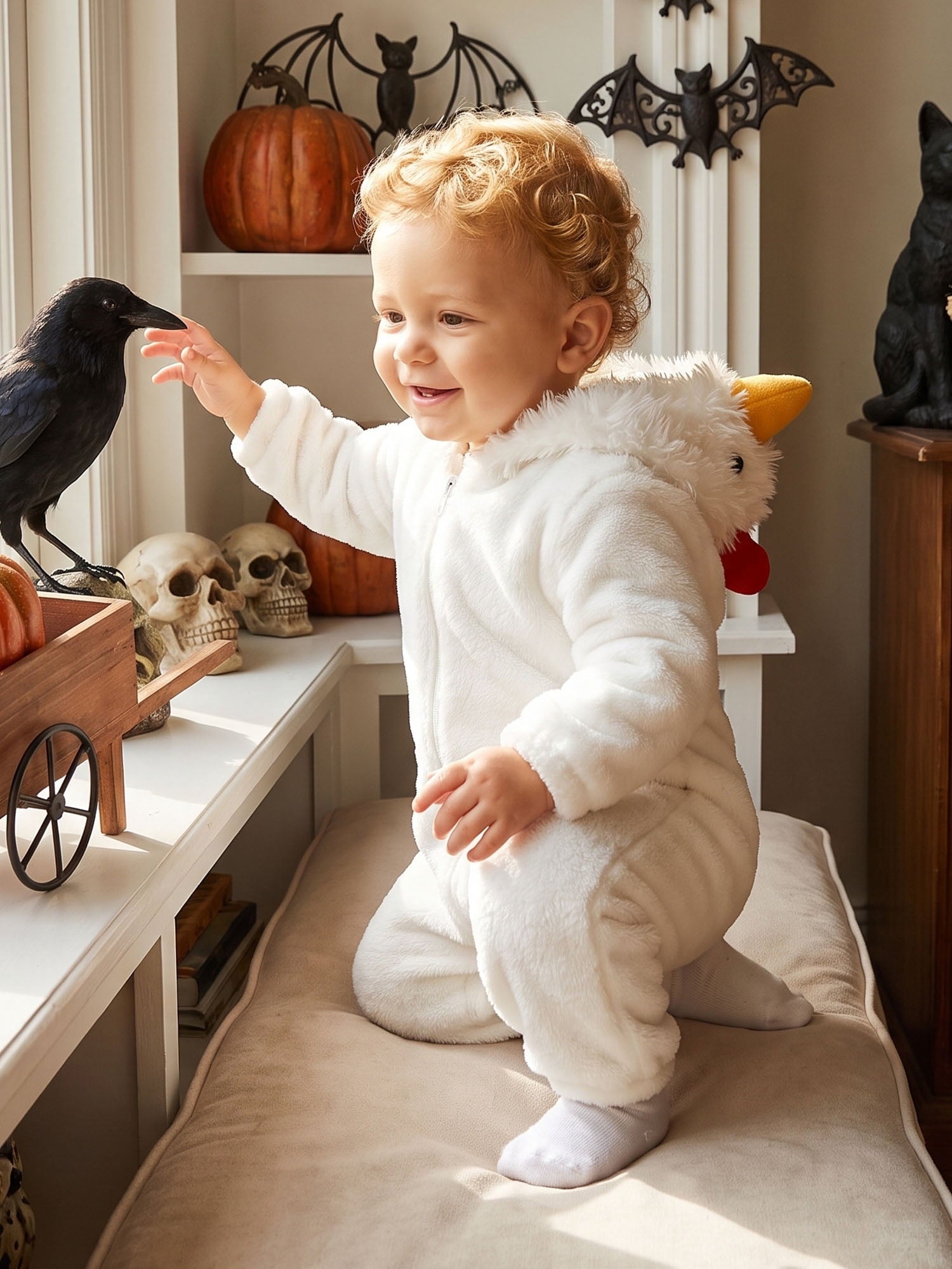 RUINIXCW Toddler Baby Girl Boy Halloween Chick Costume Cosplay Outfit Infant Fall Winter Clothes Snowsuit Fleece Jumpsuit Long Sleeve Hooded Romper