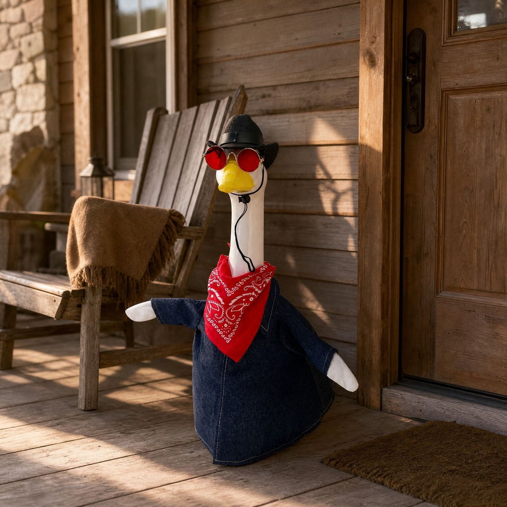 Thanksgiving Harvest Outfit for 23" Porch Goose, Goose Fall Theme Dress in White&Orange with Headwear Fall Harvest Decor for 23" Goose Outdoor Patio Yard Lawn Decoration