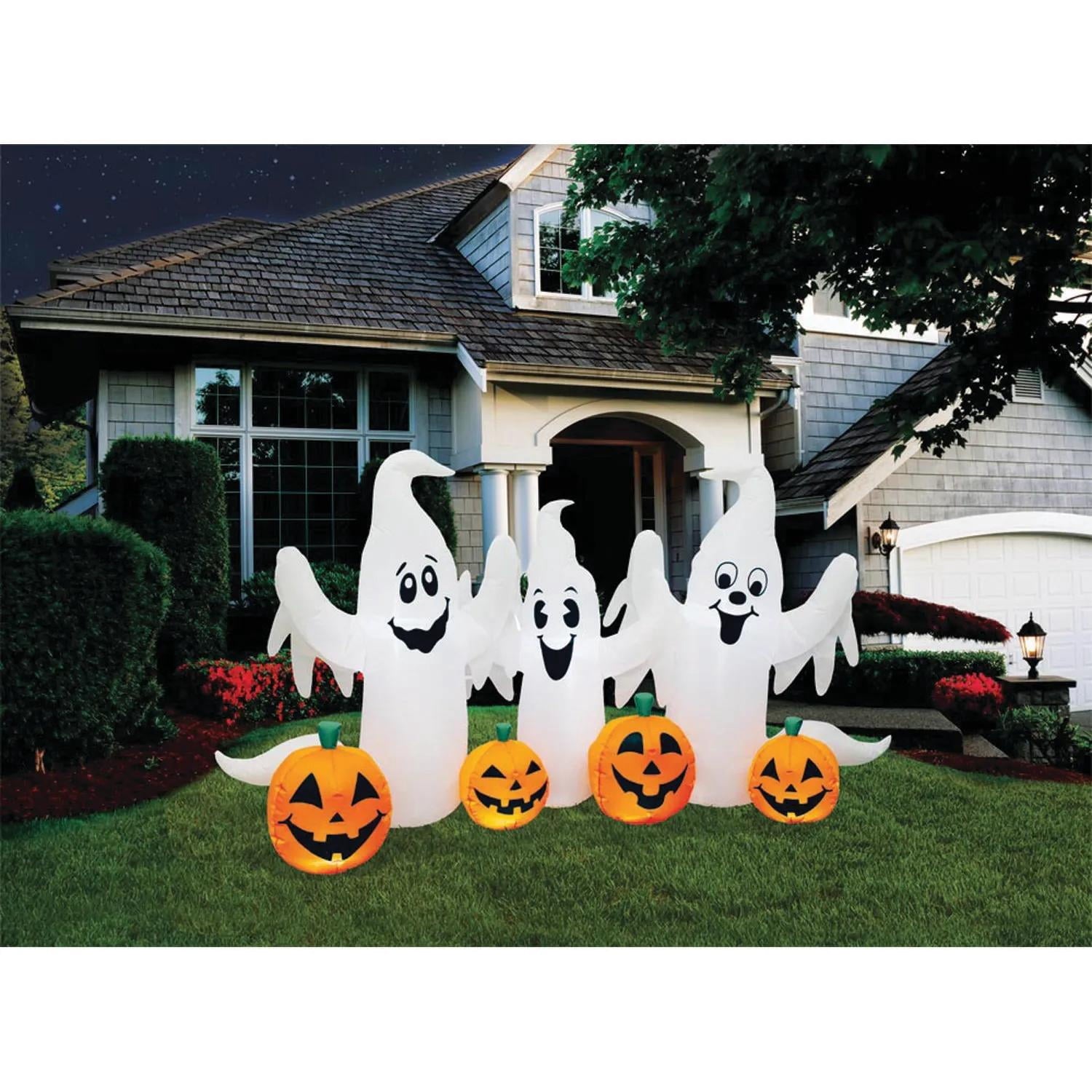 Halloween Express 8 ft Inflatable Ghosts with Pumpkin Decoration