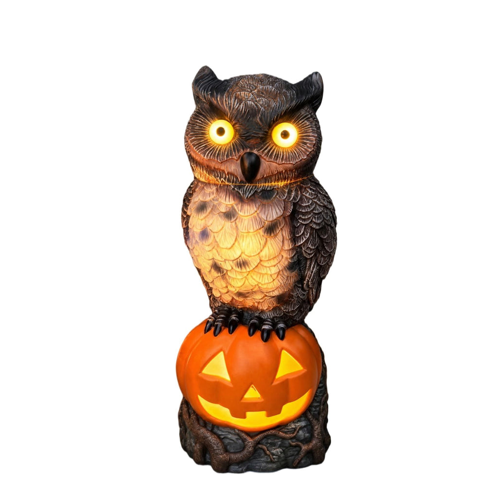 Halloween Dog Greeter - Frenchie 7.9in Resin Witch Dog with Light-Up Pumpkin, Spooky Fall Decor, Indoor Outdoor Tabletop Decoration