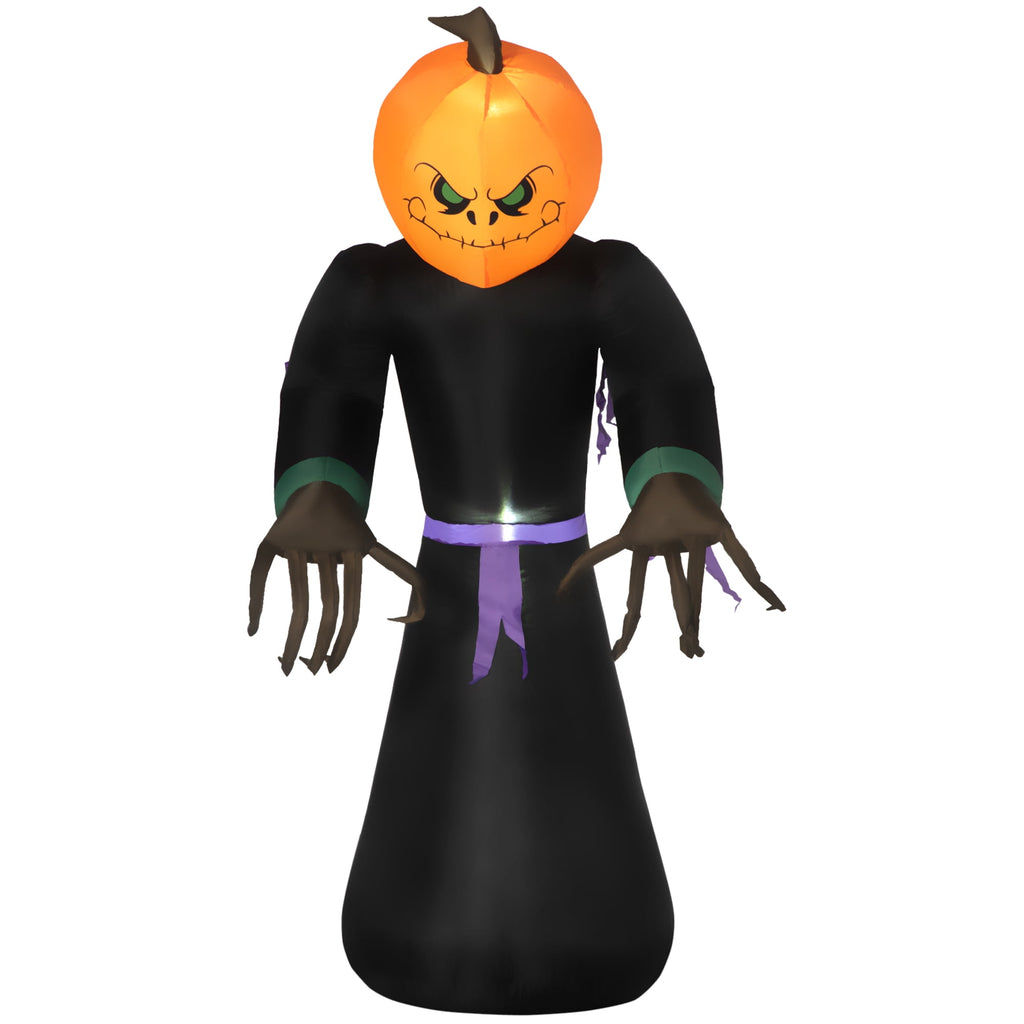 HOMCOM Inflatable Ghost with Pumpkin, Halloween Outdoor LED Lighted Yard Decoration, Waterproof