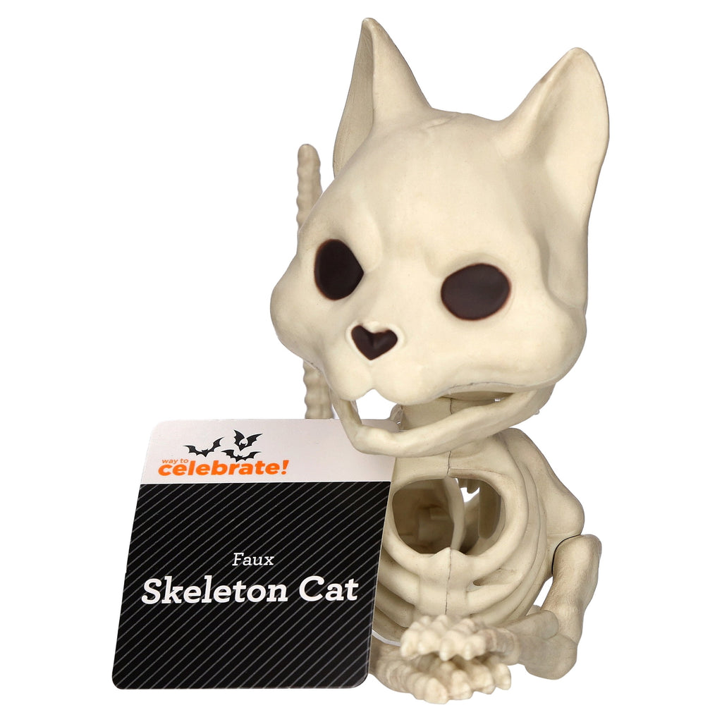 Faux Skeleton Cat Decoration, 5", Halloween by Way To Celebrate
