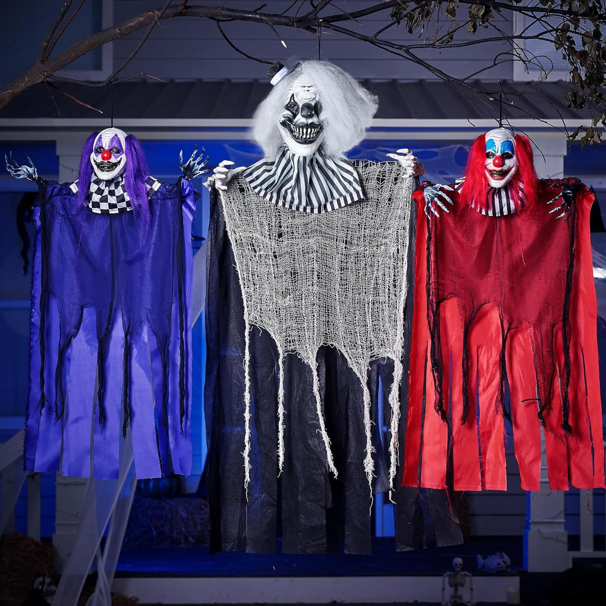 Joyfy 4 Pcs Halloween Decorations Outdoor Hanging Clown Ghost,29" Scary Outdoor Halloween Decor for Halloween Haunted House Decor Props