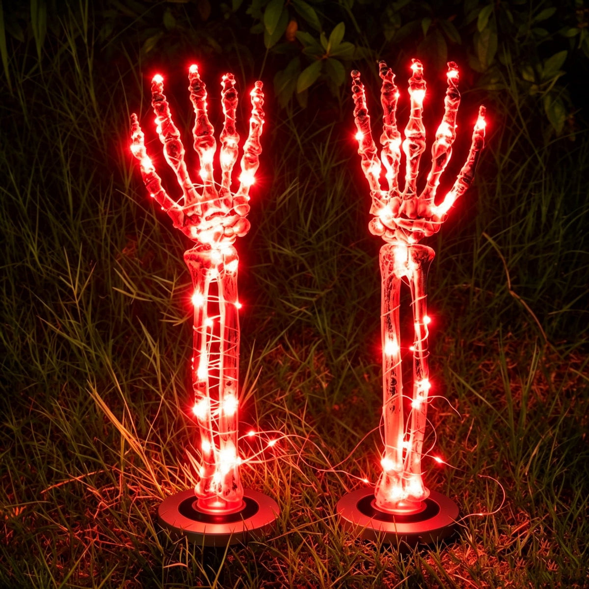 AuroraX Halloween Skeleton Hand Stake Skeleton Hand Solar Light LED Outdoor Battery Operated Waterproof Halloween Decorations for Yard Green