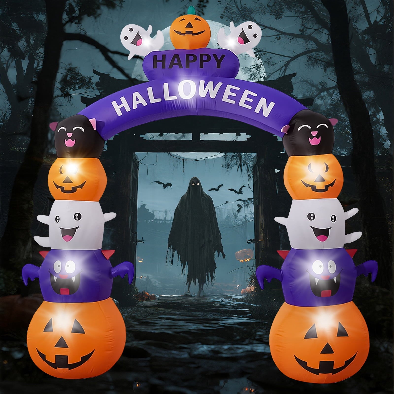 GVDV 8 FT Halloween Inflatables Archway Outdoor Decorations for Front Yard Lawn Garden Decor