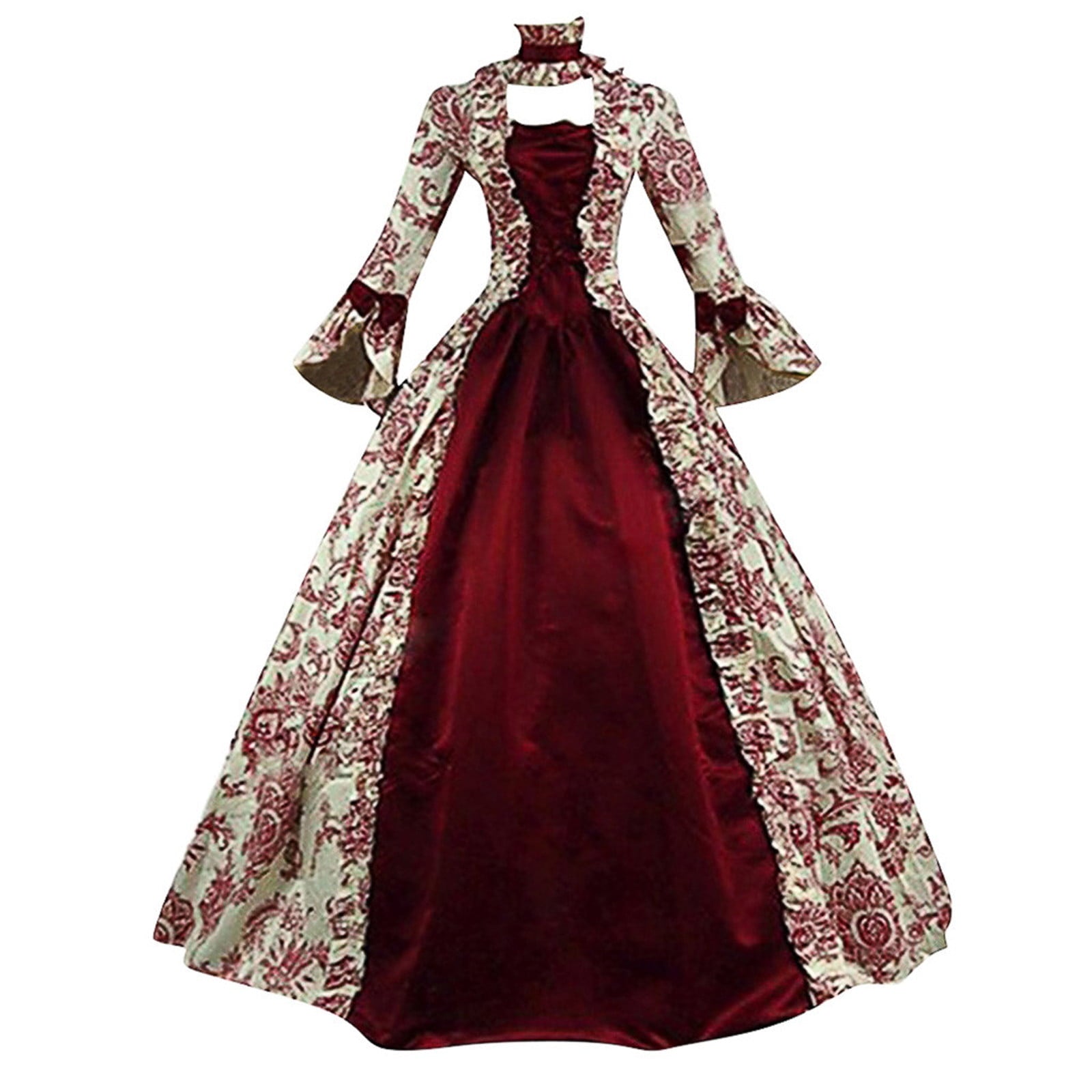 UPPADA Plus Size Victorian Dress for Women Lace Up Flare Sleeve Ball Gown with Corset Evening Party Maxi Gowns Vintage Cocktail Dress Wedding Dresses Early