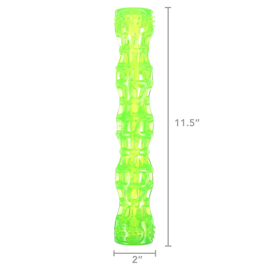 Hyper Pet Dura-Squeaks Durable Non-Toxic TPR Bouncing Super Squeaky Dog Toy, Stick, Green