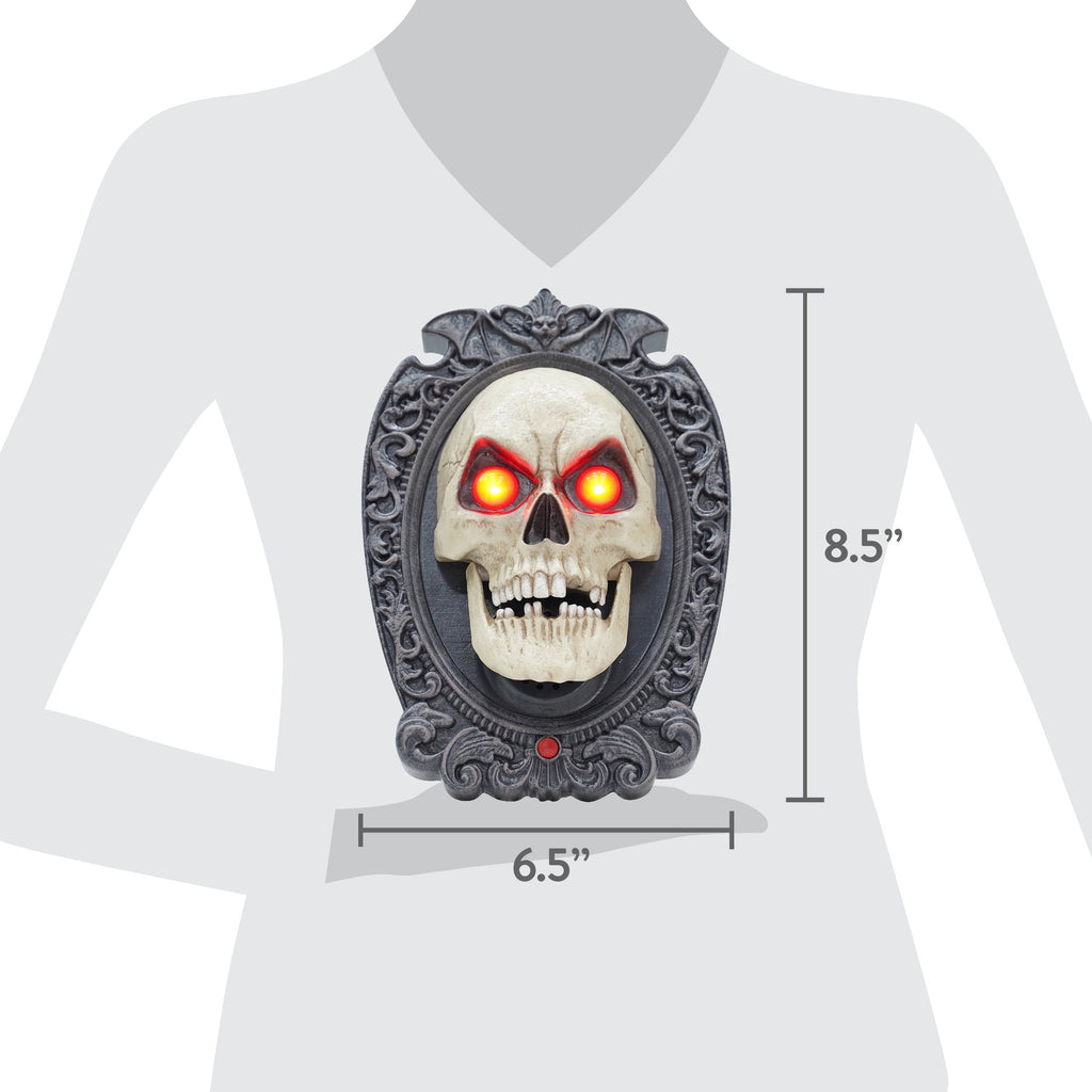 Light-Up Skeleton Doorbell Decoration, Gray and White, 9", Halloween by Way To Celebrate
