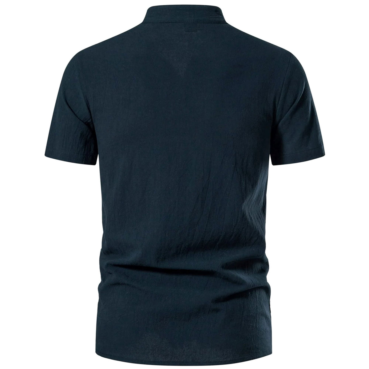 HAOMEILI Men's Cotton Linen Lace-Up V-Neck Short Sleeve Shirt