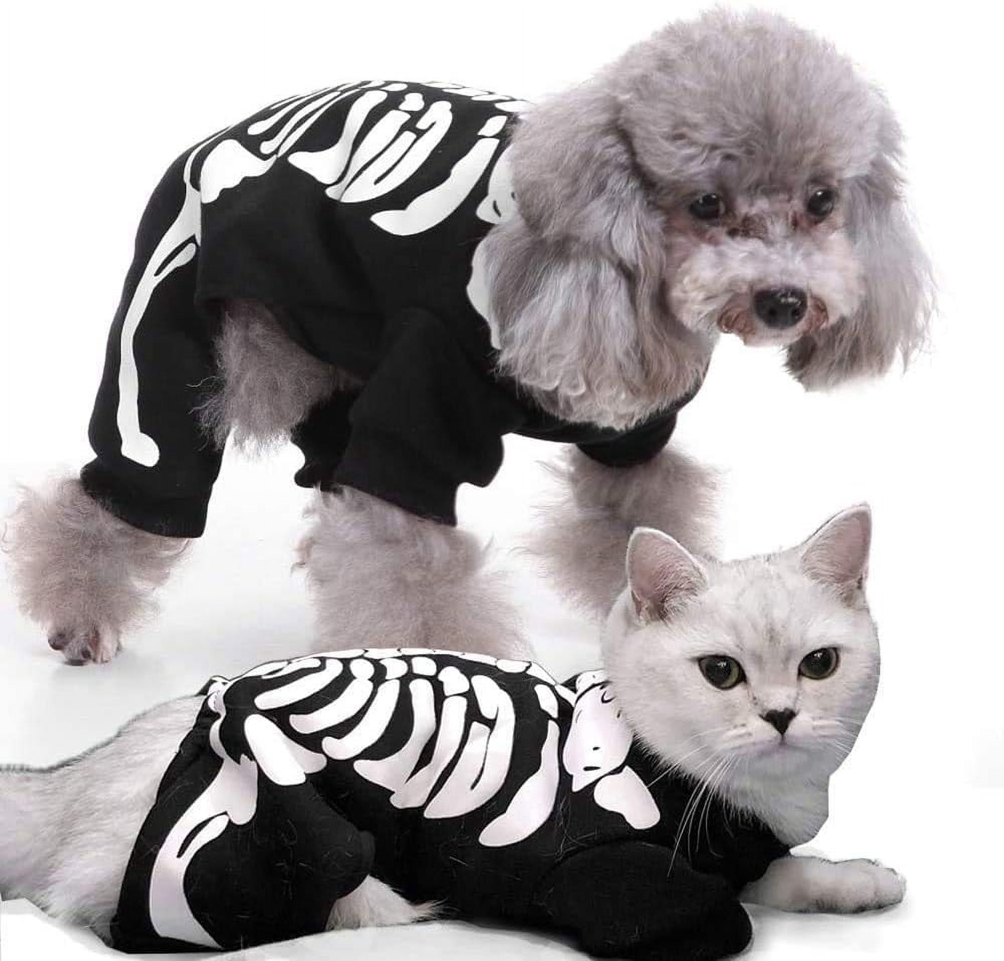 WILLED Halloween Skeleton Costume for Dogs and Cats, Pet Skeleton Jumpsuit Cosplay for Small Medium Large Dogs, Dress Up Apparel