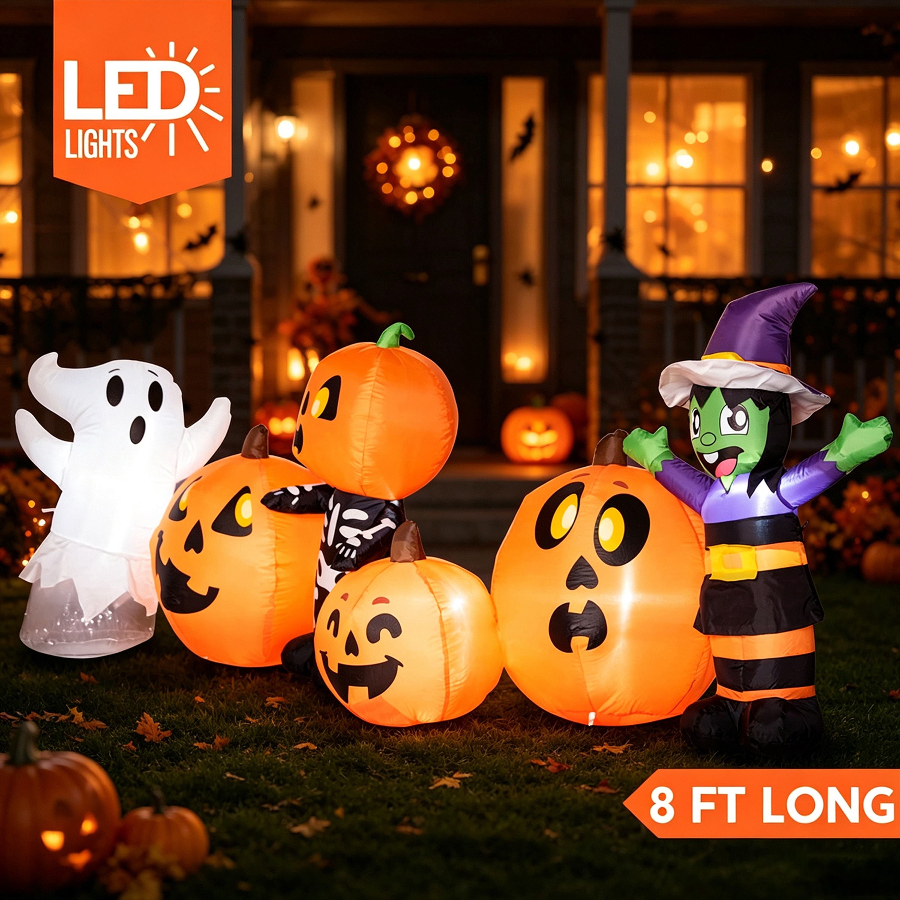 Joyfy 8 FT Large Halloween Inflatables Outdoor Decorations,Pumpkin Patch Blow Up Yard Decor with Built-in LEDs for Lawn Garden Patio Halloween Party