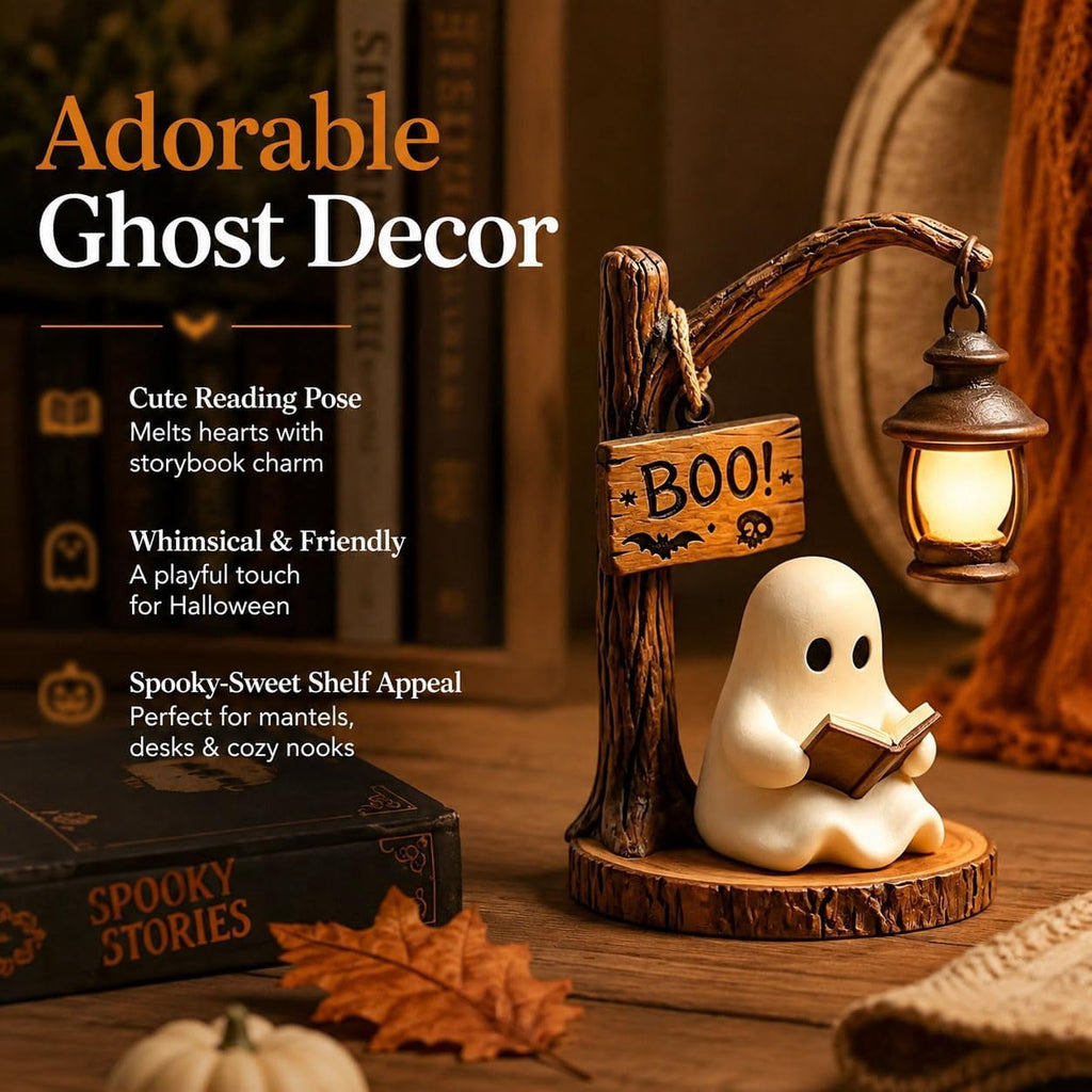 Clearance Halloween Ghost Bubble Bath Lamp, Cute Bathtub Ghost Night Lights for Halloween Decor, Reading Books Nightlight, Halloween Decorations for Indoor Readers & Book Lover Desk Home Party Gifts