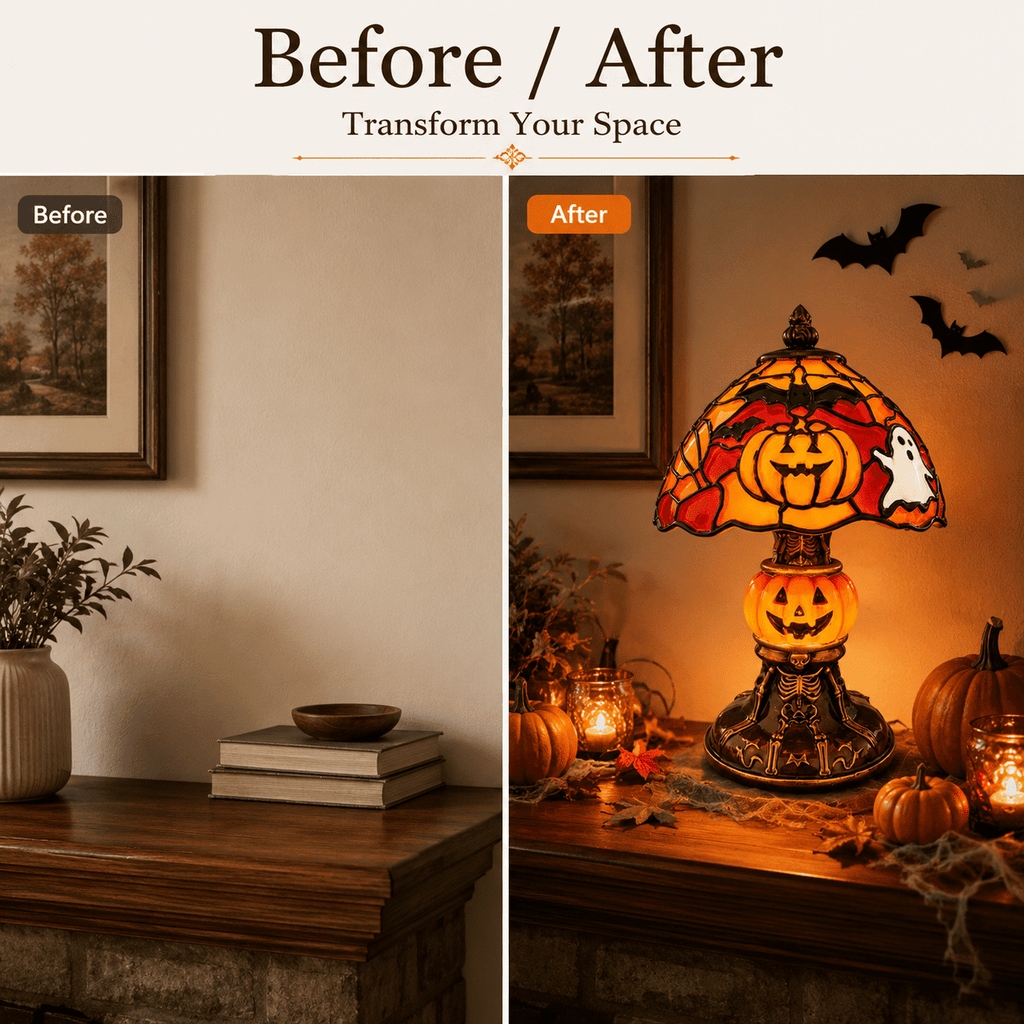 Diceymbol Halloween Decorations and Fall Decor, Halloween Venue Decoration Ghost Props LED Illuminated Ghost Decorations for Tabletop, Mantel, Shelf Indoor Outdoor 9.05 inch
