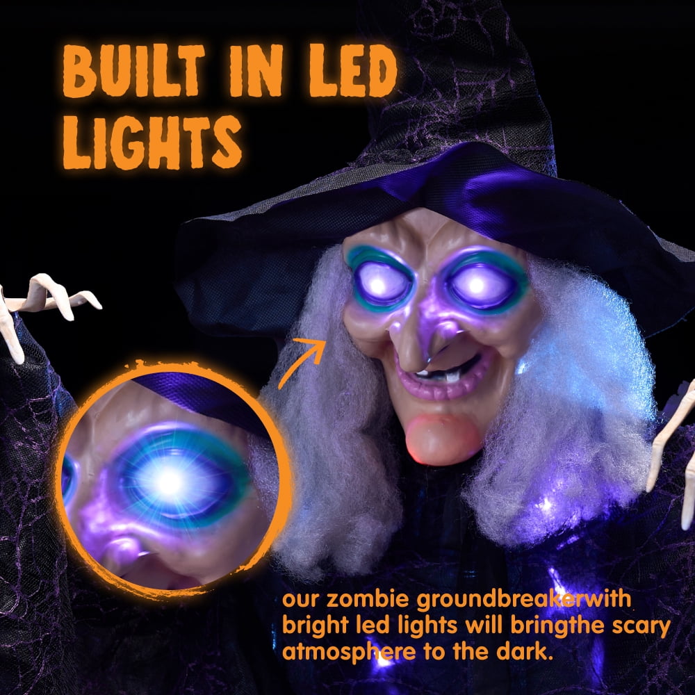 Joyfy 6ft Halloween Witch Decoration,Outdoor Scary Halloween Animatronic Hanging Witch with Light Up Eyes and Sound Decoration for Halloween Outdoor