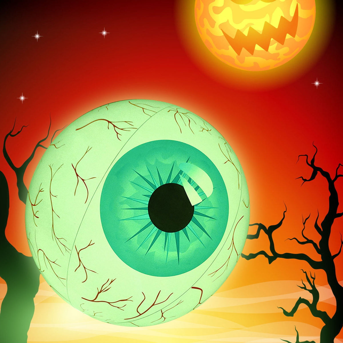 Kdkad Halloween Inflatables Large Set of Eyes Decoration, 23.6 Inch Large LED Glowing Eyes Inflatable Set, Blow Ups Eyes for Yard Horror Parties & Blow-Up Displays