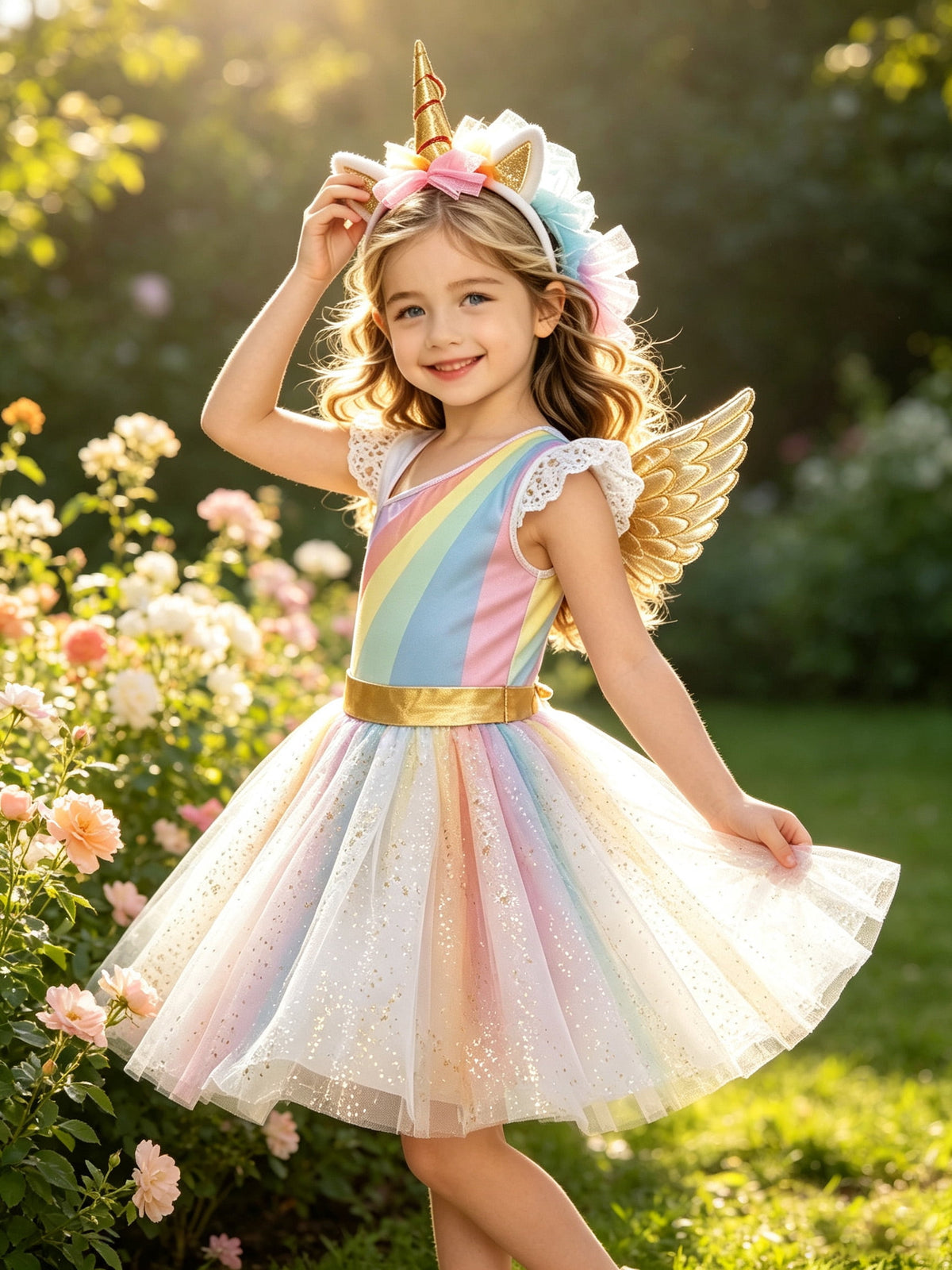 CZKHPTY Girls 3D Butterfly Fairy Tutu Dress, Whimsical Garden Princess Pretend Play Fancy Outfit, Sizes 3-4Y