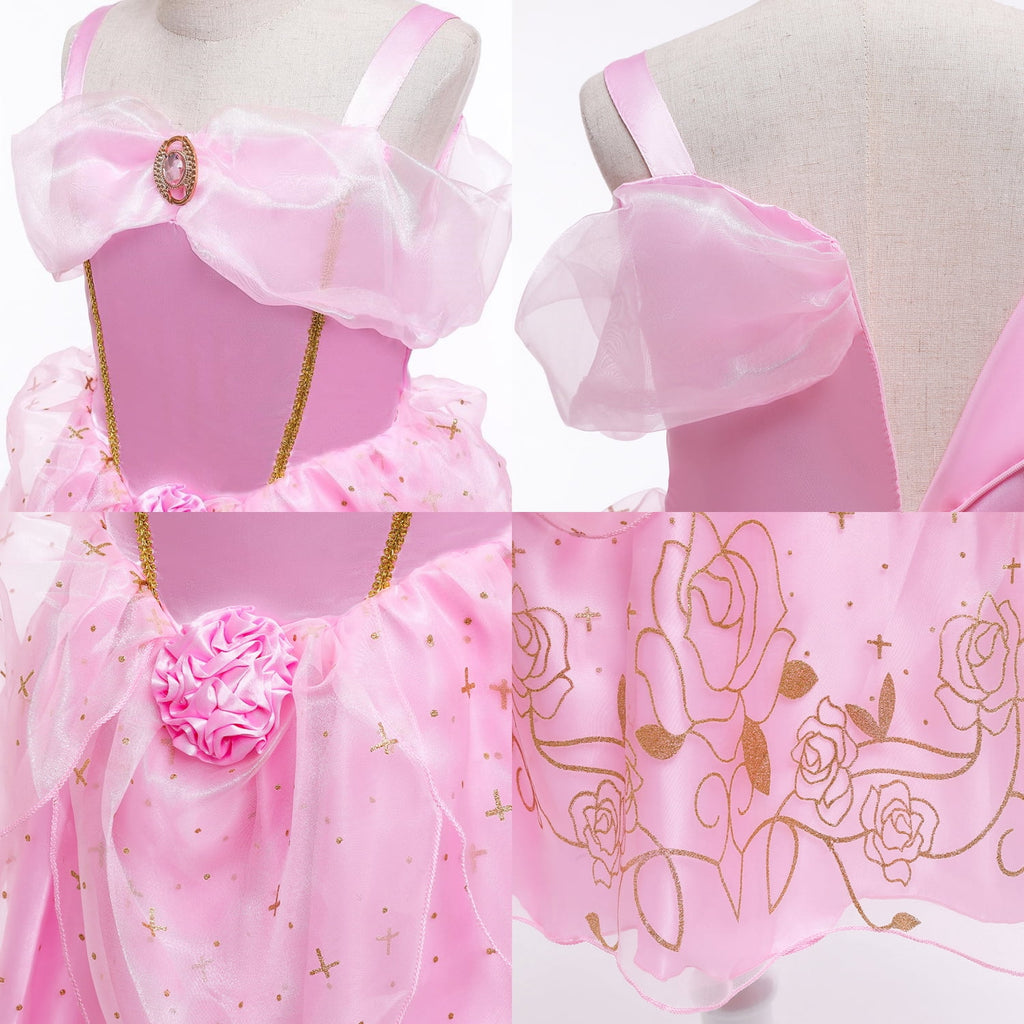 LOEL Girls Princess Dress Fairy Pink Dress Christmas Birthday Dress Up
