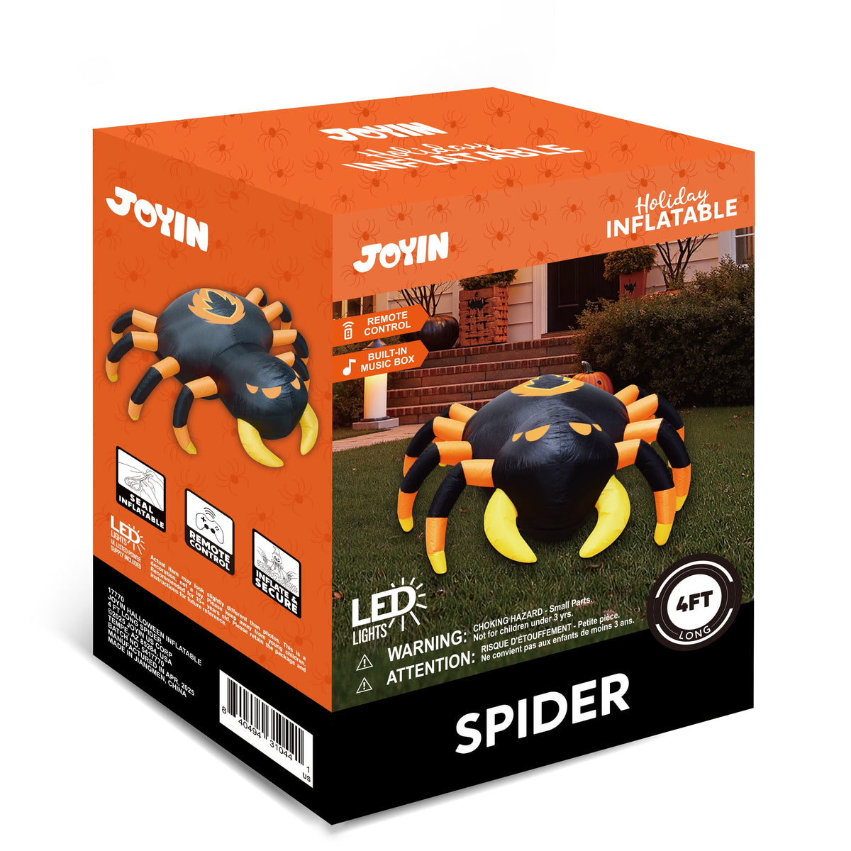 Joyfy 8 FT Halloween Inflatables Spider with Rotating Colorful Light,Light Up Spider with Orange Eyes Halloween Blow up Yard Decorations,Outdoor Halloween Decor