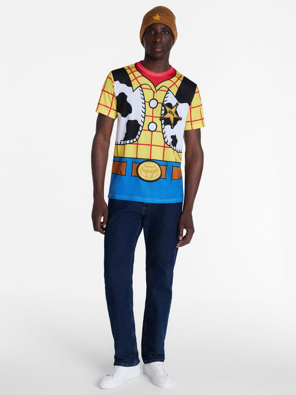 Toy Story Men’s Woody Cosplay Graphic Tee and Beanie Set, 2 Piece, Sizes XS-3XL