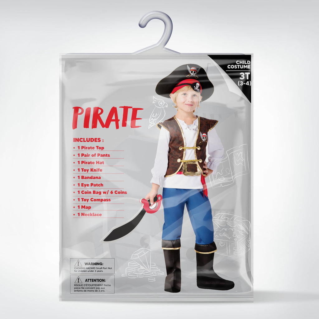 Joyfy Halloween Pirate Costume for Kids, Boys Pirate Costume Set, Pirate Accessories Costume for Toddler Themed Party Cosplay Dress Up