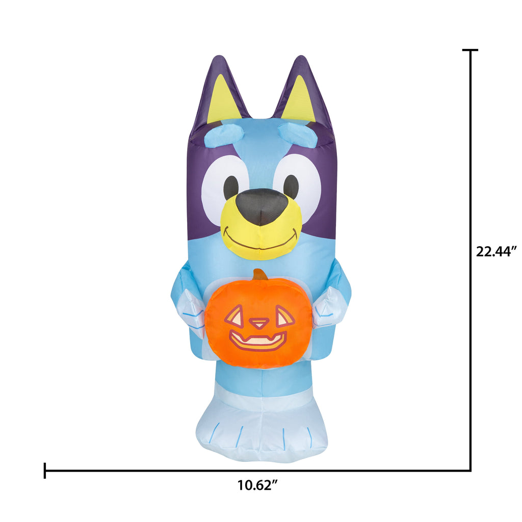 Halloween Airdorable Mini Yard Inflatables Bluey with Pumpkin 10.62 in x 14.56 in x 22.44 in 0.70 lb, Indoor/Outdoor Décor, by Gemmy