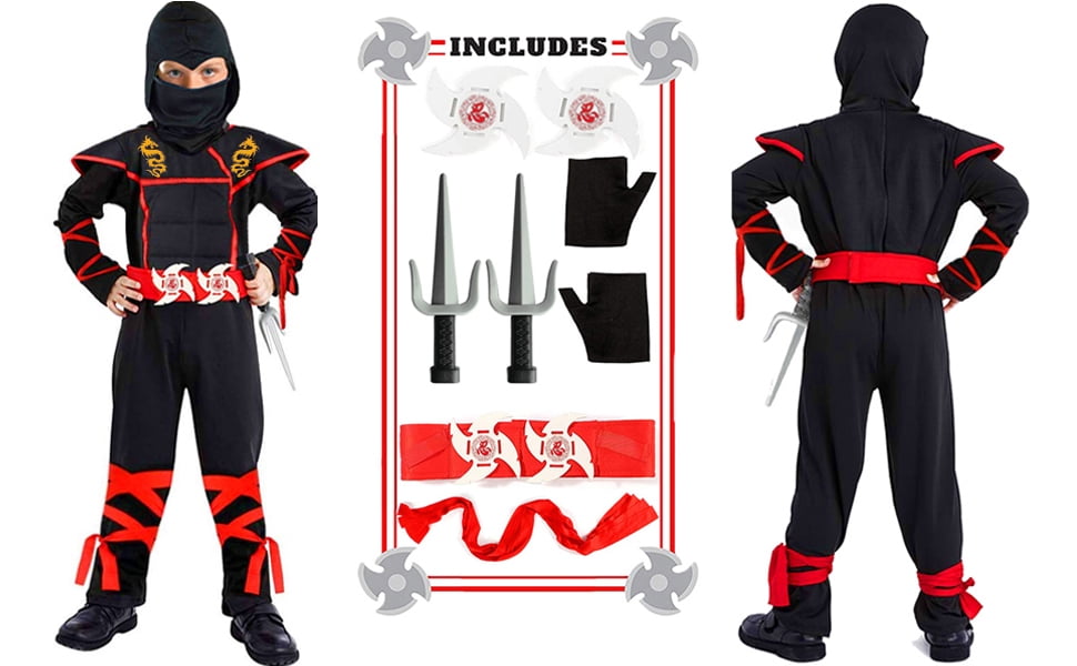 Ninja Costume Kids Ninja Muscle Costumes Boys Ninja Set Accessories Best Children Gift(kids-M-6/7T)