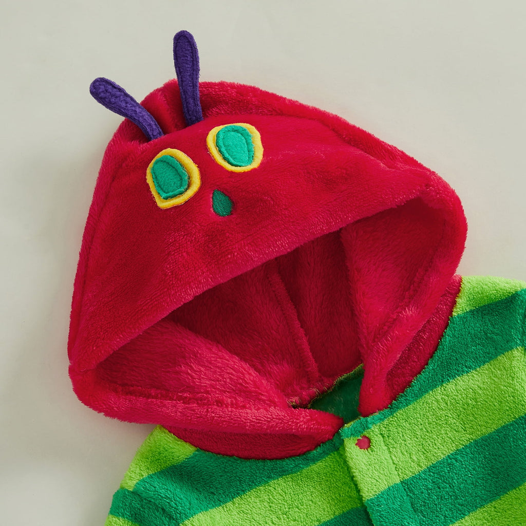 RUINIXCW Toddler Baby Boy Girl Halloween Caterpillar Costume Newborn Infant Baby Fleece Jumpsuit Warm Fall Winter Clothes Long Sleeve Striped Hooded Romper
