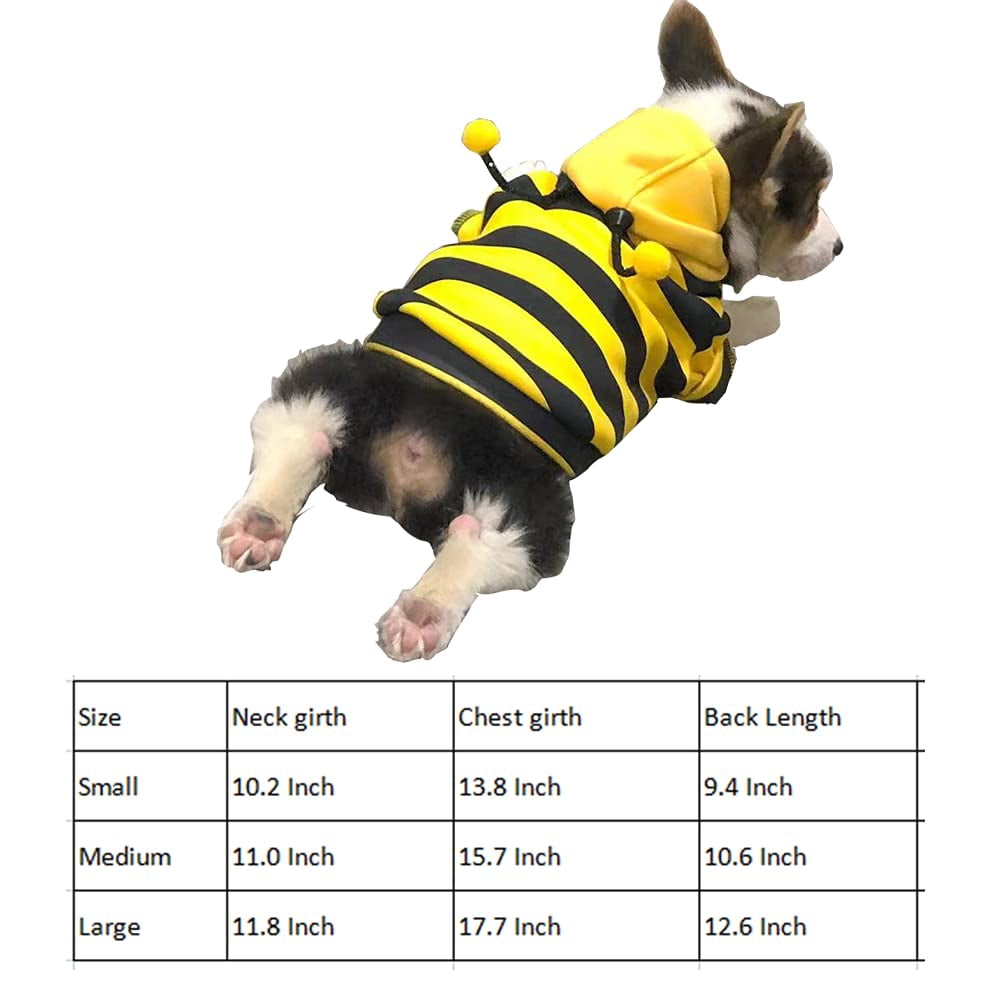 WILLED Pet Bee Halloween Costume, Dog Hoodies for Cats and Small Dogs, Holiday Cosplay Warm Clothes, Cute Puppy Christmas Outfits