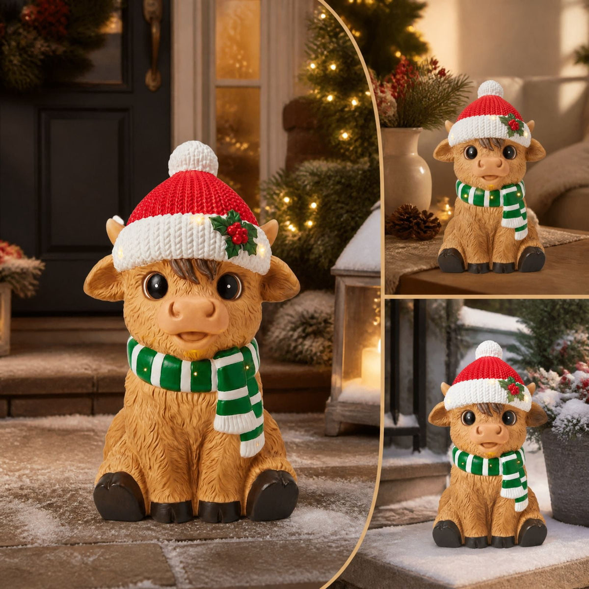 Clearance! Christmas Golden Retriever Statue with LED Lights, Cute Dog Holding Puppy Figurine, Christmas Decoration Indoor Outdoor, Gift for Kiddo Adults