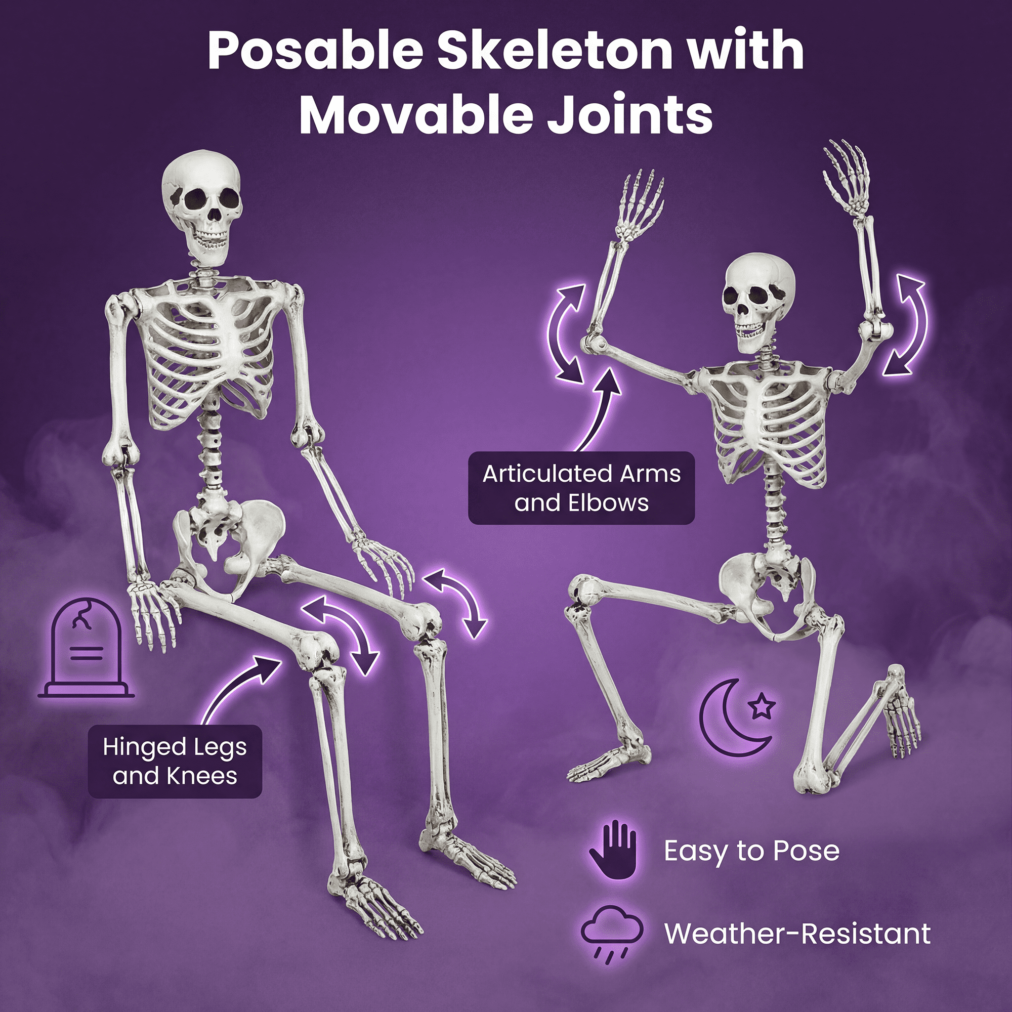 Costway 5.4ft Halloween Christmas Skeleton Life Size Realistic Full Body Hanging with Movable Joints 63 Inches