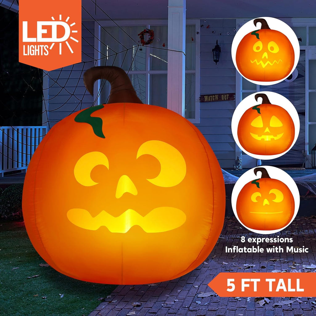 Joyfy 6 ft Halloween Inflatable Witch & Cauldron,Blow Up Decor with Rotating Green Ghost Projection Built-in LEDs,Outdoor Decoration for Party,Yard,Garden