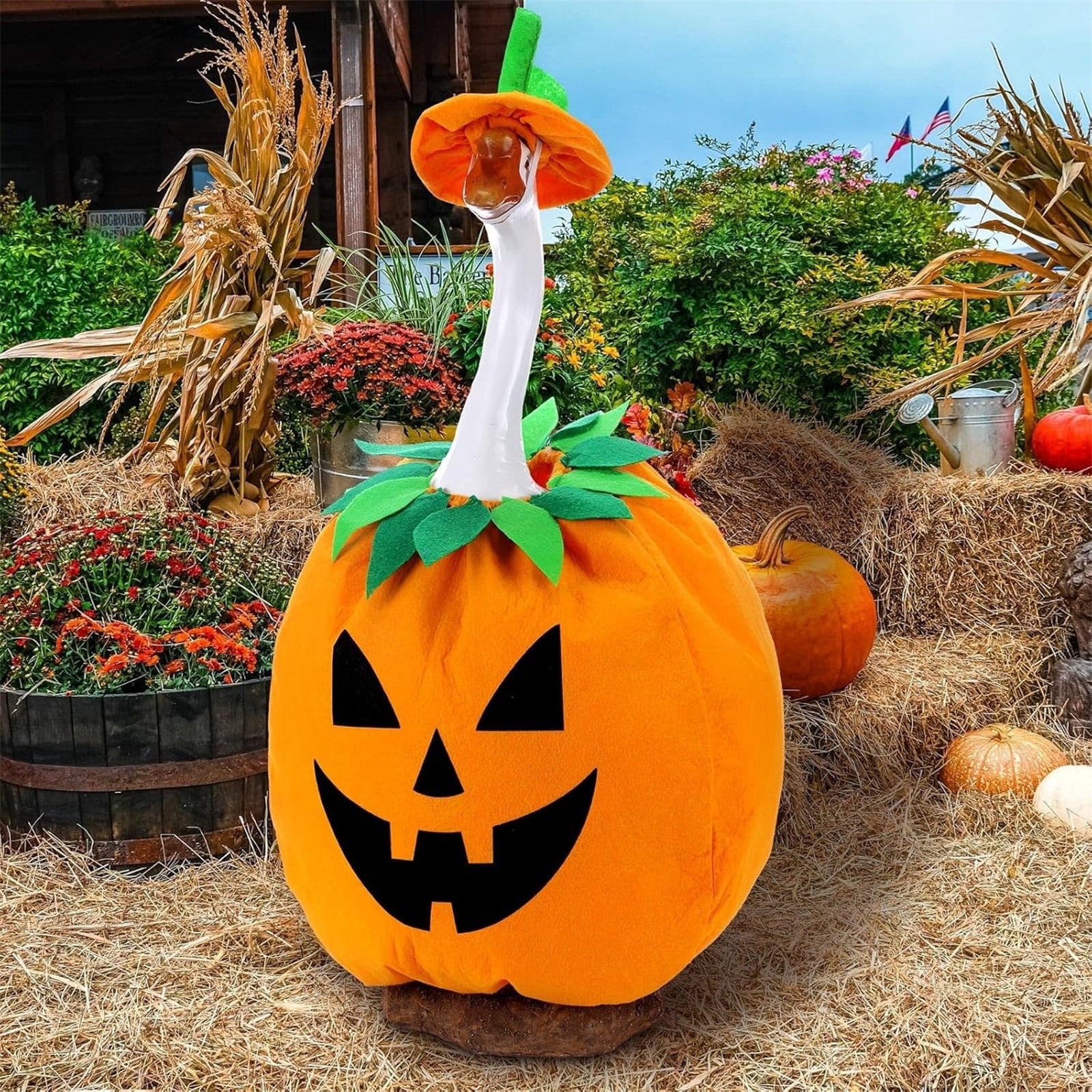 Bat Witch Hat Spiderweb Halloween Goose Clothes Fit 17/23In Cement Plastic Lawn Goose, Stylish Full Set for Outdoor Yard Patio Garden Seasonal Halloween Home Ornamental Arrangement