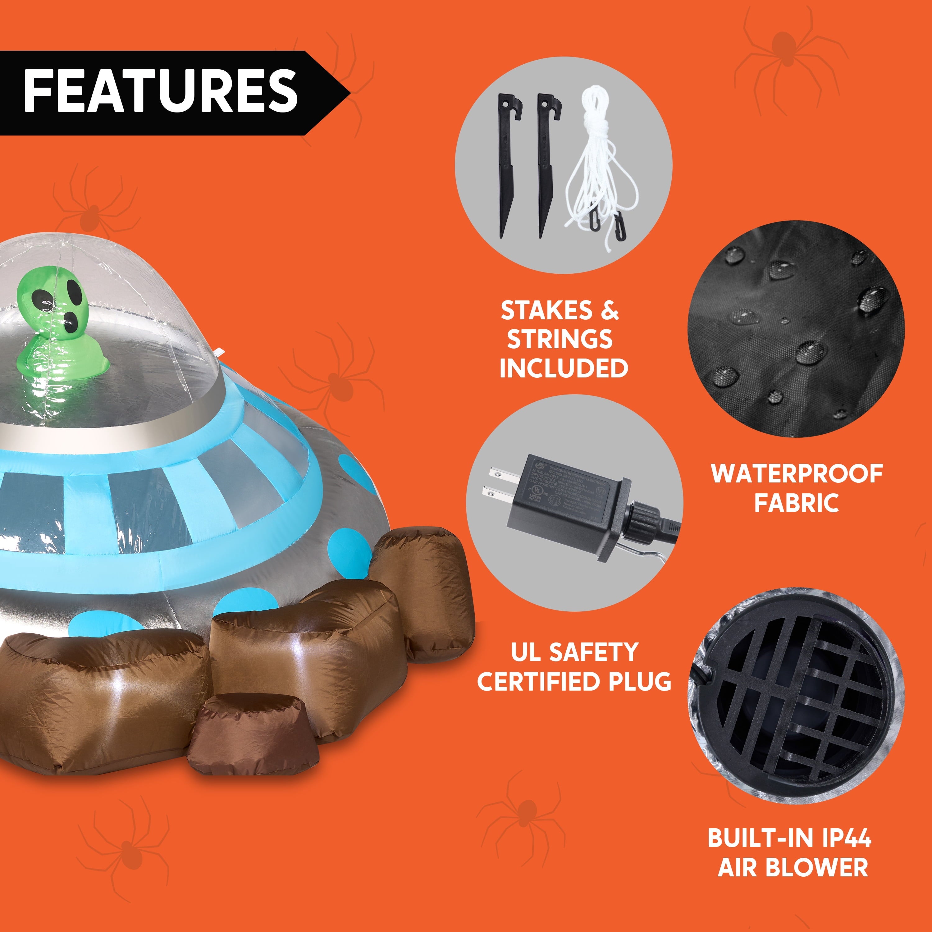 Joyfy 9 ft Halloween Inflatable Giant Alien Decoration with Built-in LEDs,Alien Halloween Decorations Outdoor Blow Up Yard Lawn Decoration