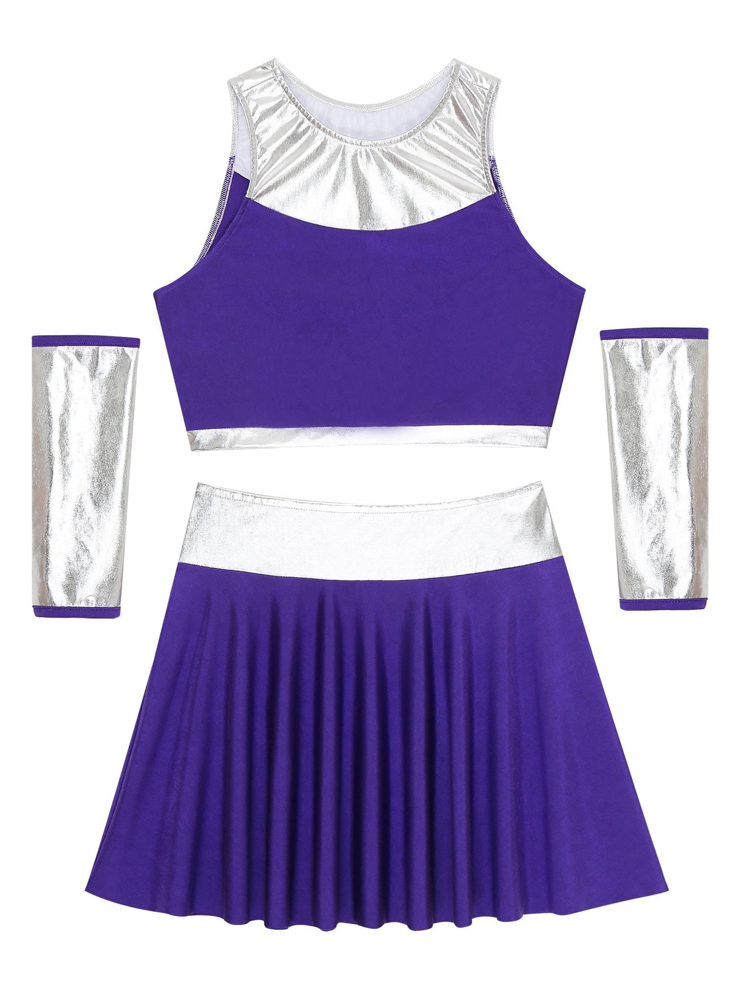 TiaoBug Womens Aline Cosplay Costumes Halloween Princess Outfits Sleeveless Crop Top Mini Skirt with Gloves Purple XXL